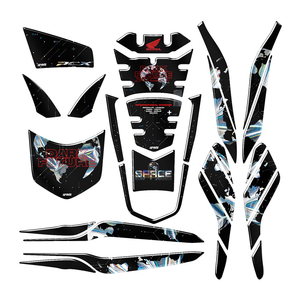 Honda PCX Dark Future Metallic Tank Pad Set (2021-2022-2023)