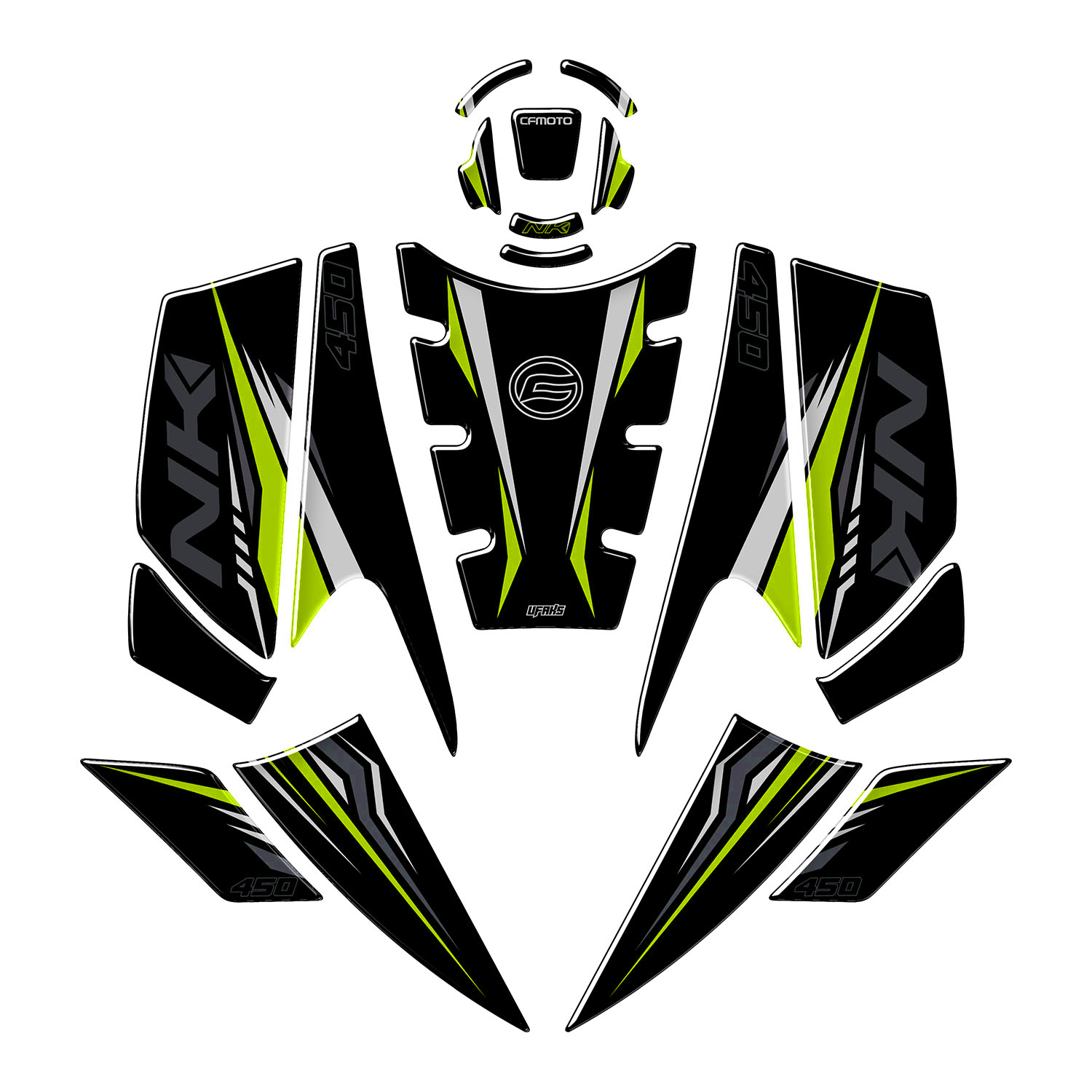 CFMOTO 450 NK Sharp Tank Pad Set (2024-2025) #renk_florasan sarı