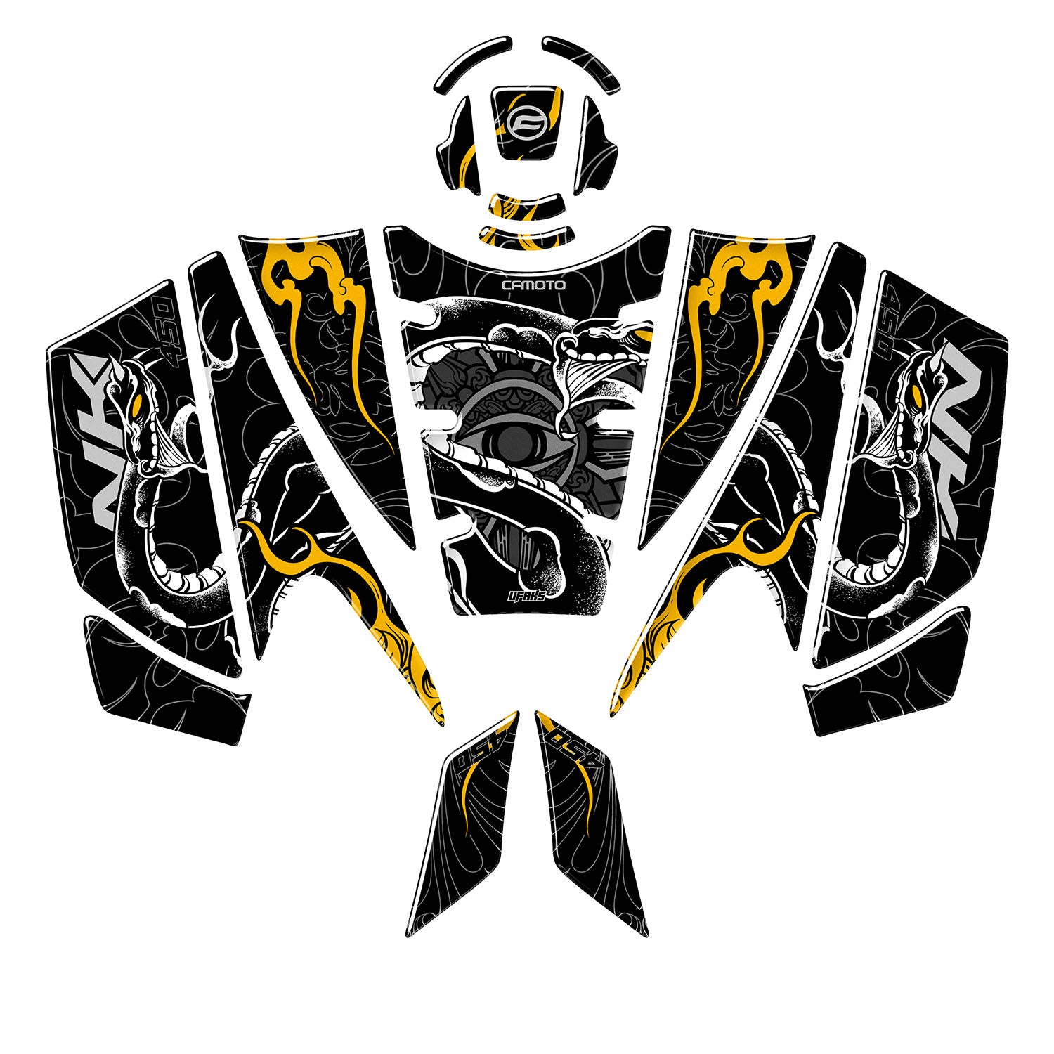 CFMOTO 450 NK Snake Bite Tank Pad Set (2024-2025) #renk_sarı