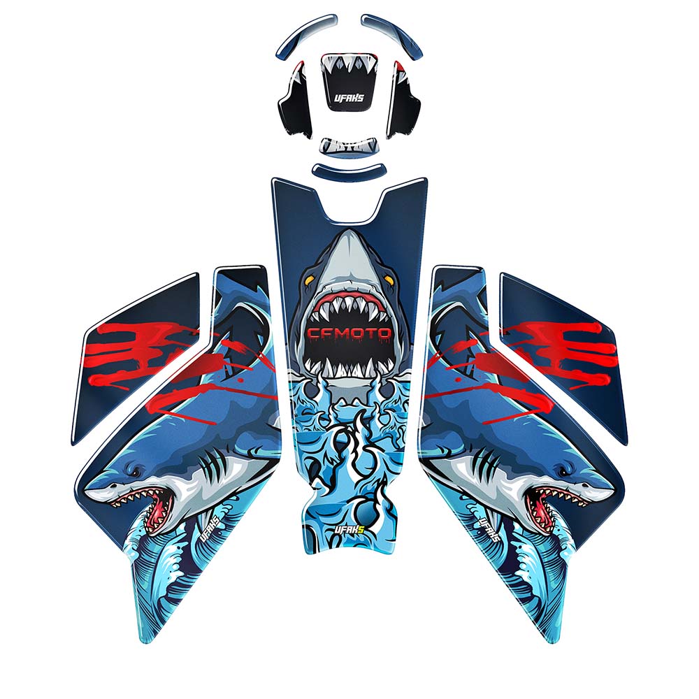 CFMOTO 250 NK Tank Pad Set - Angry Bloody Shark (2023-2024)