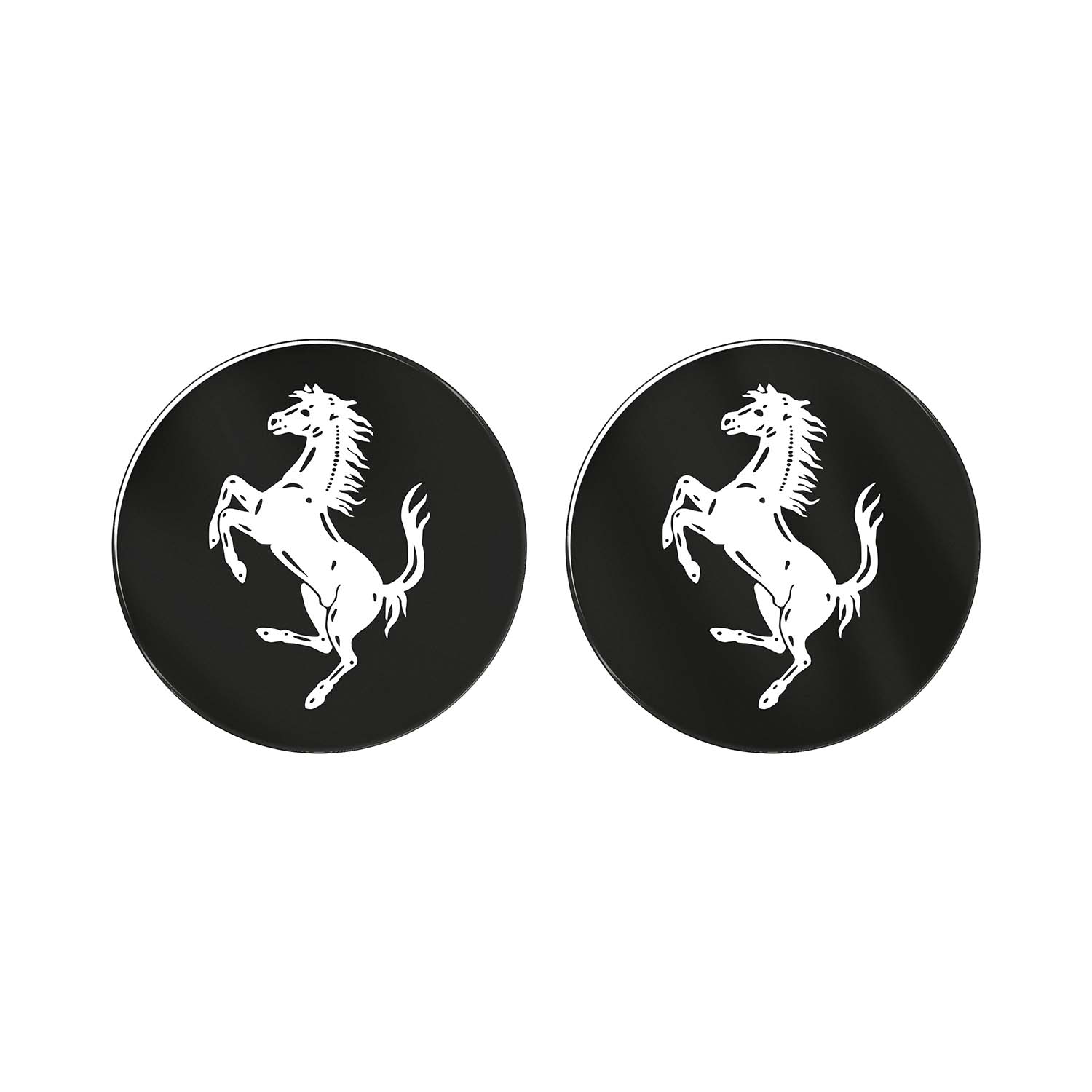 Ferrari Logo 3D Yuvarlak Damla Sticker (2 Adet) #renk_siyah