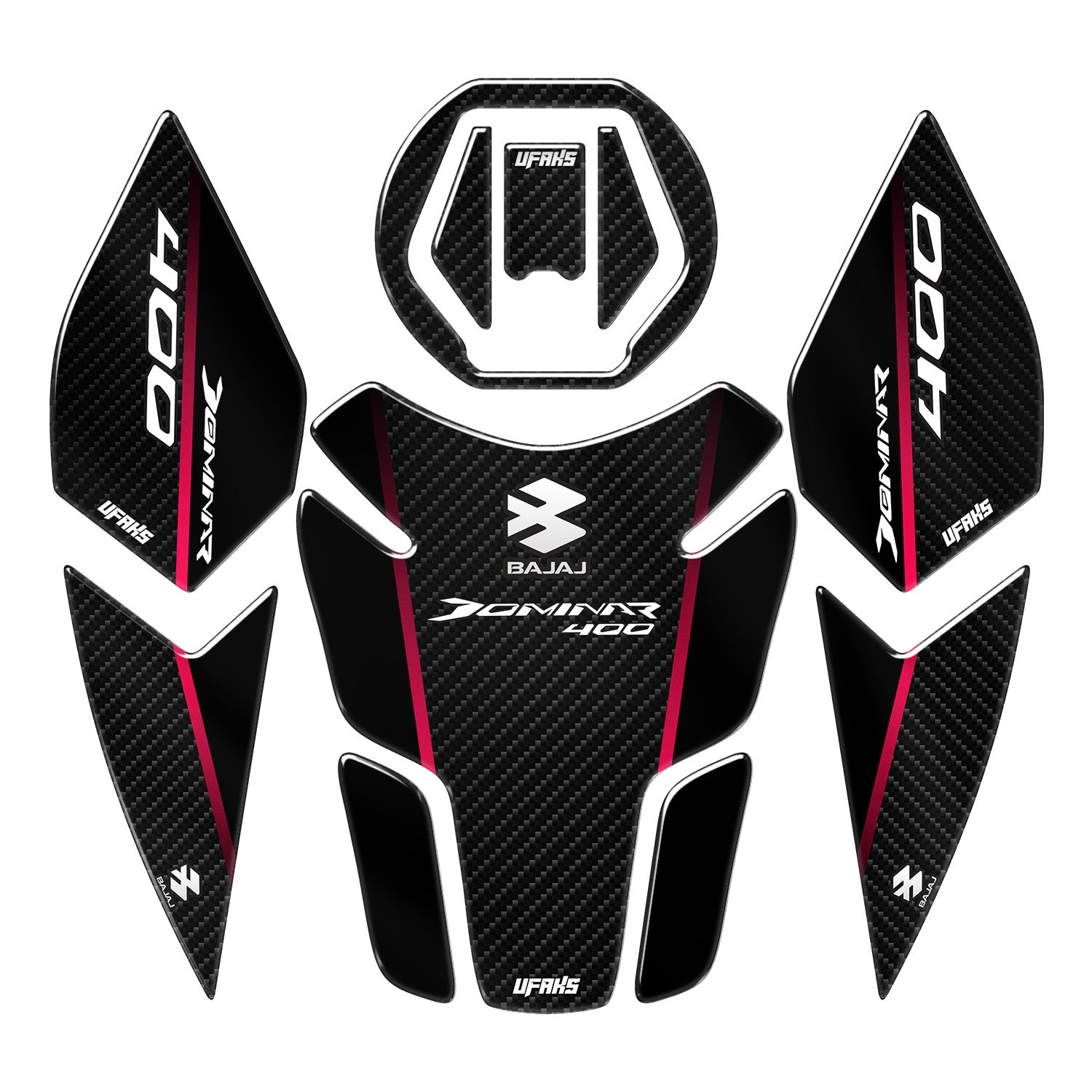 #renk_florasan pembeBajaj Dominar D 400 Karbon Tasarımlı Tank Pad Set (2020-2023) #renk_florasan pembe