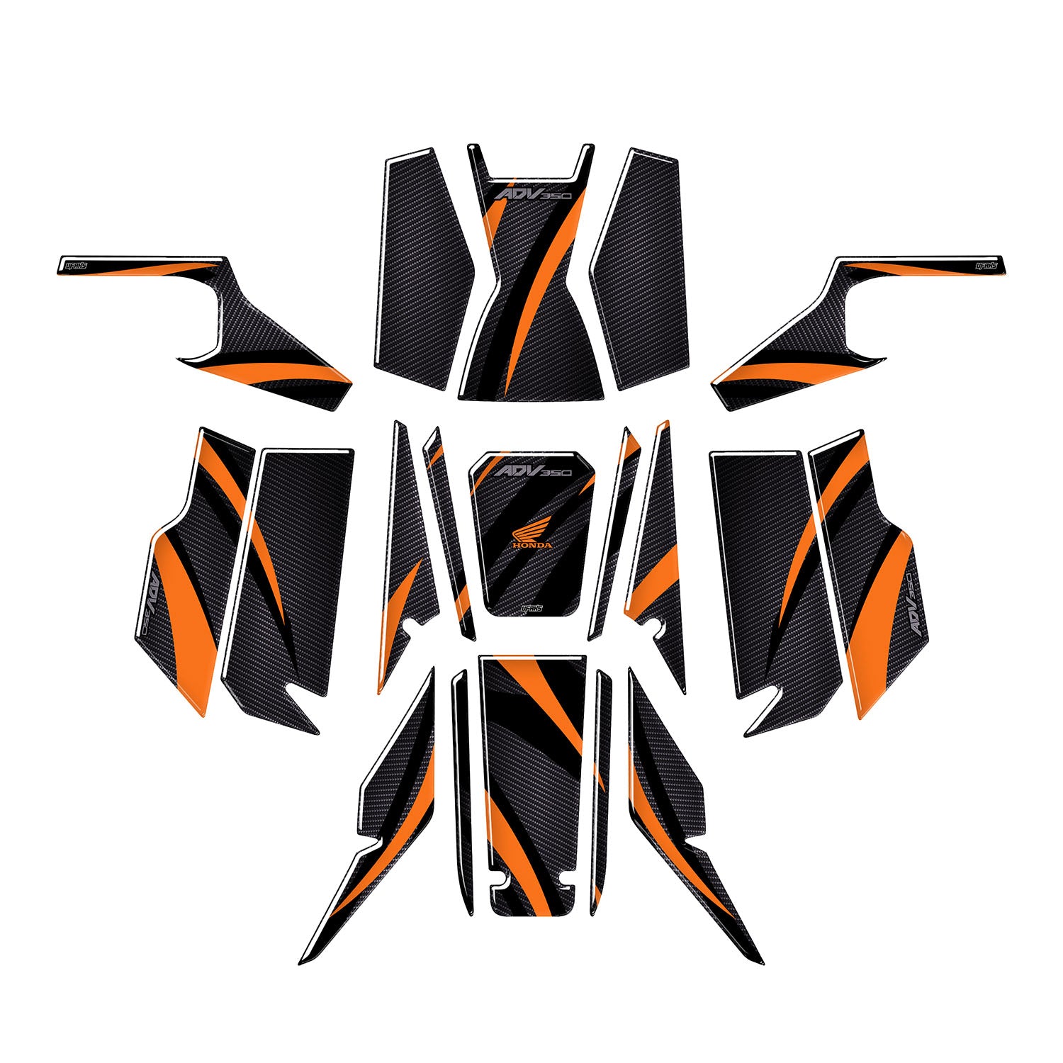 Honda ADV 350 Aesthetic Lines Tank Pad Seti #renk_turuncu