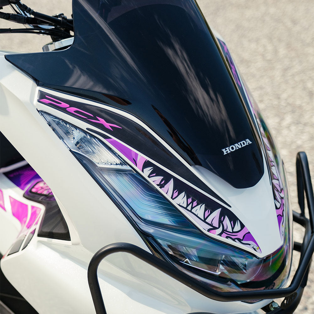 Honda PCX Angry Bloody Shark Pembe Tank Pad Set (2021-2024)