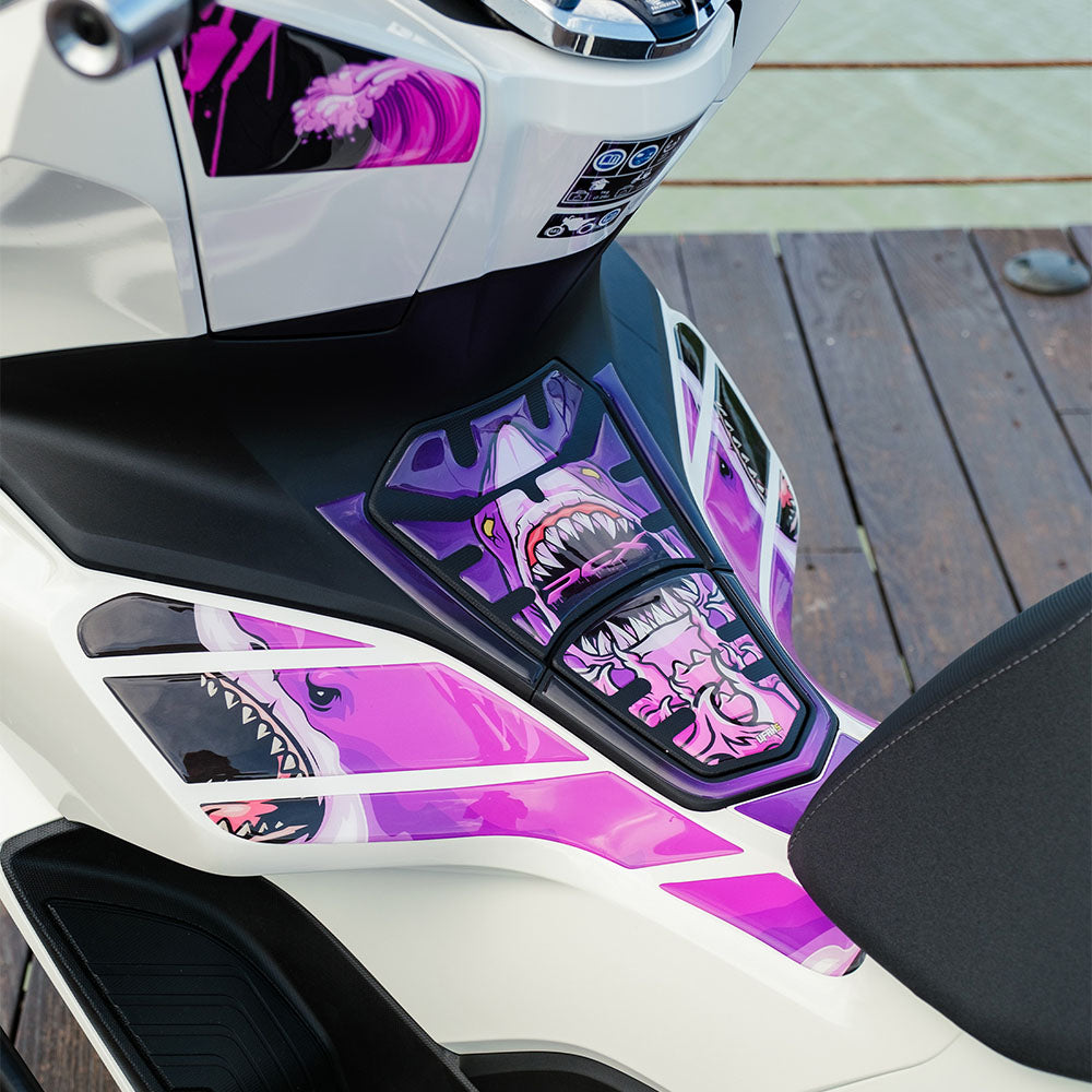Honda PCX Angry Bloody Shark Pembe Tank Pad Set (2021-2024)