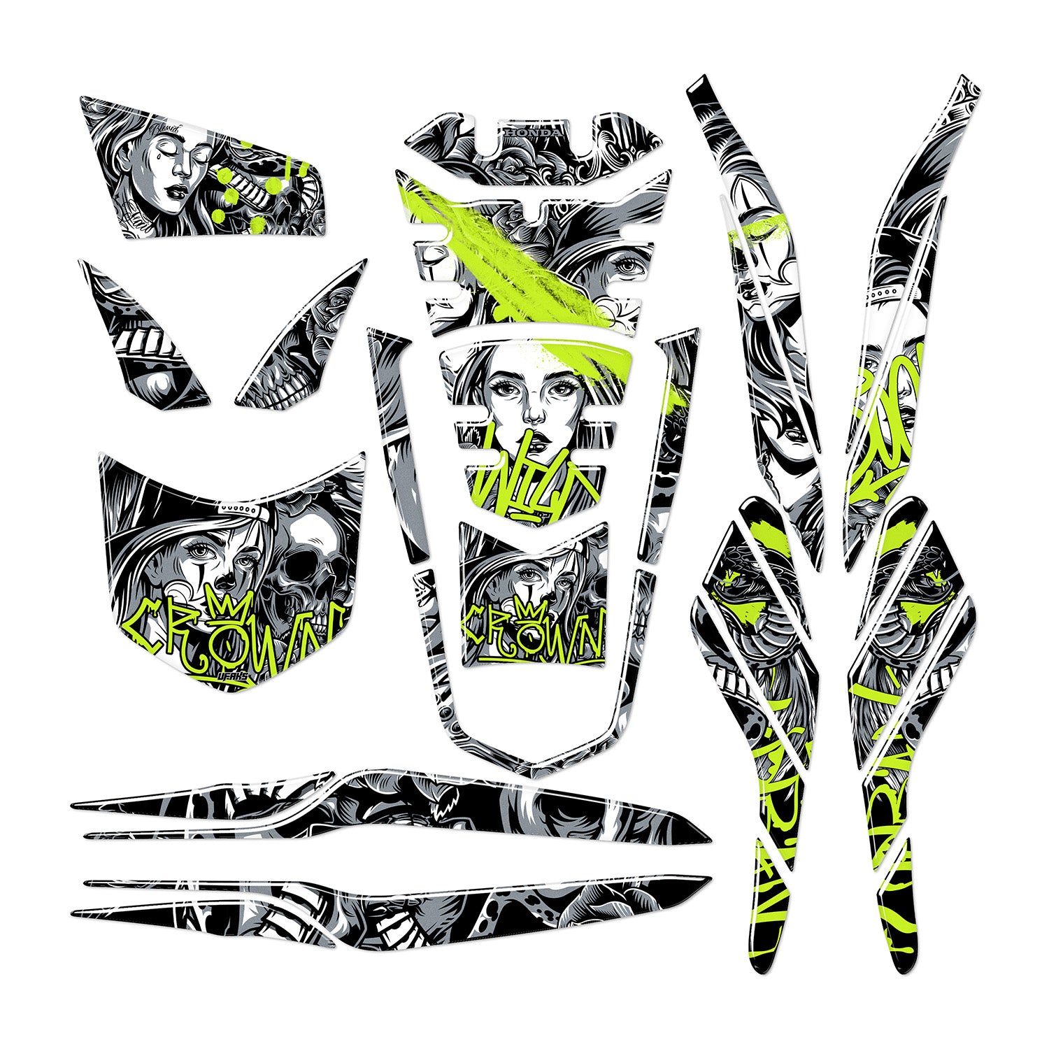 Honda PCX Barrio Divas Tank Pad Set (2021-2024) #renk_florasan sarı