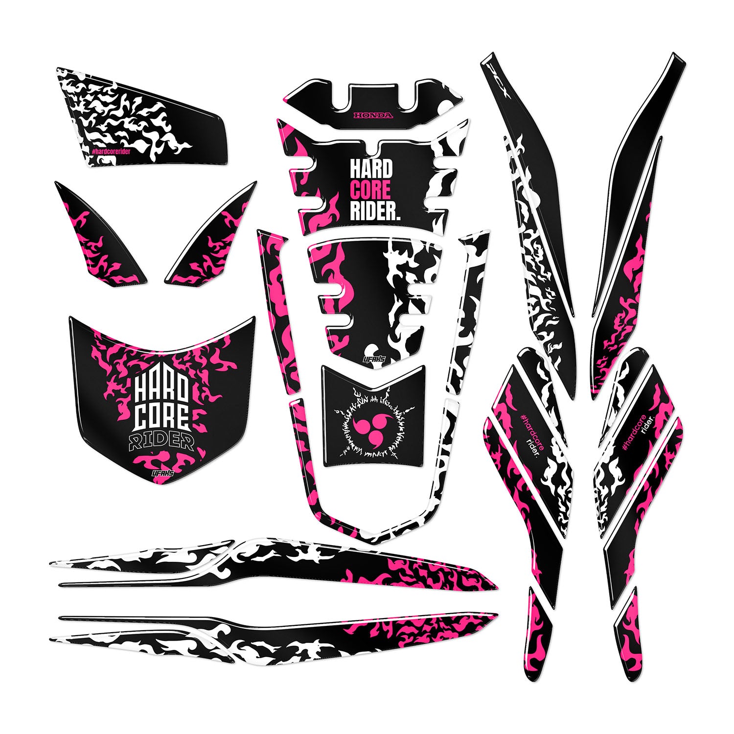 Honda PCX Hardcore Rider Tank Pad Set (2021-2024) #renk_florasan pembe