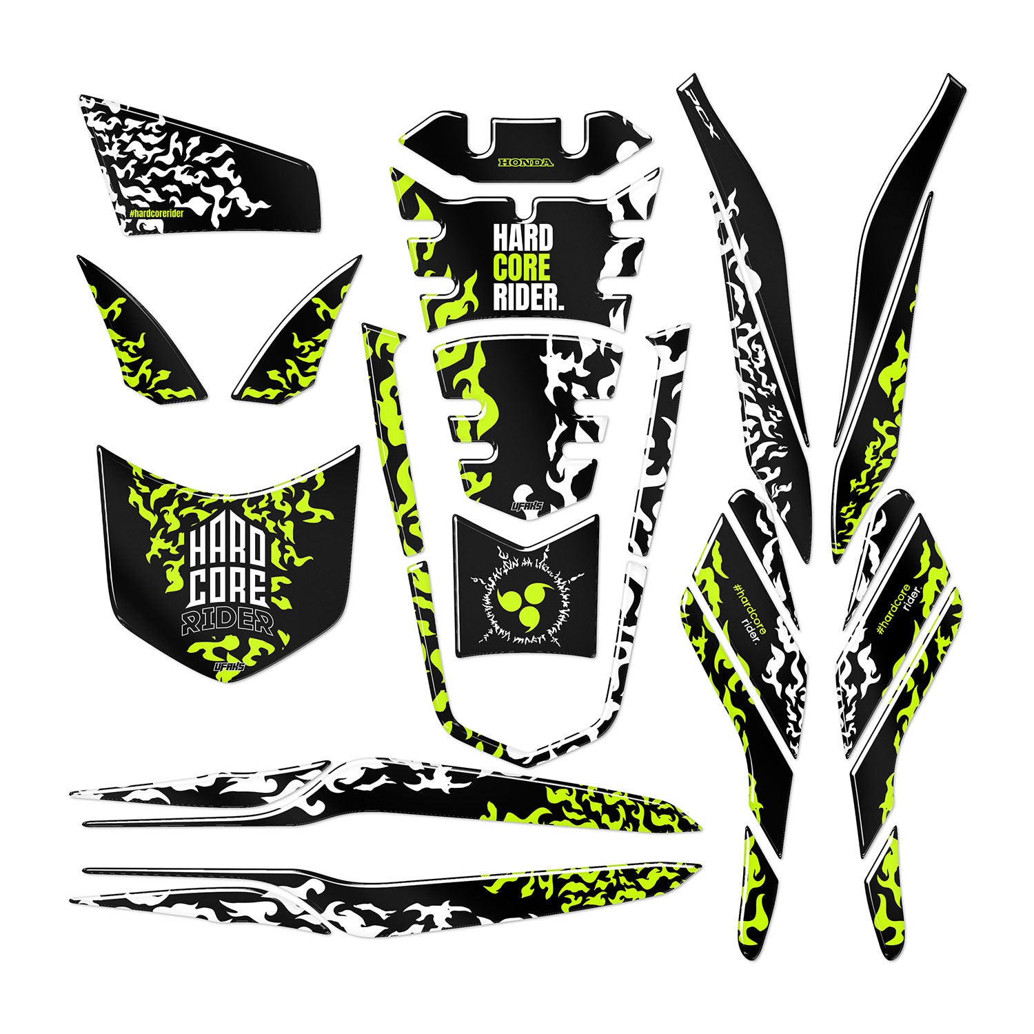 Honda PCX Hardcore Rider Tank Pad Set (2021-2024) #renk_florasan sarı