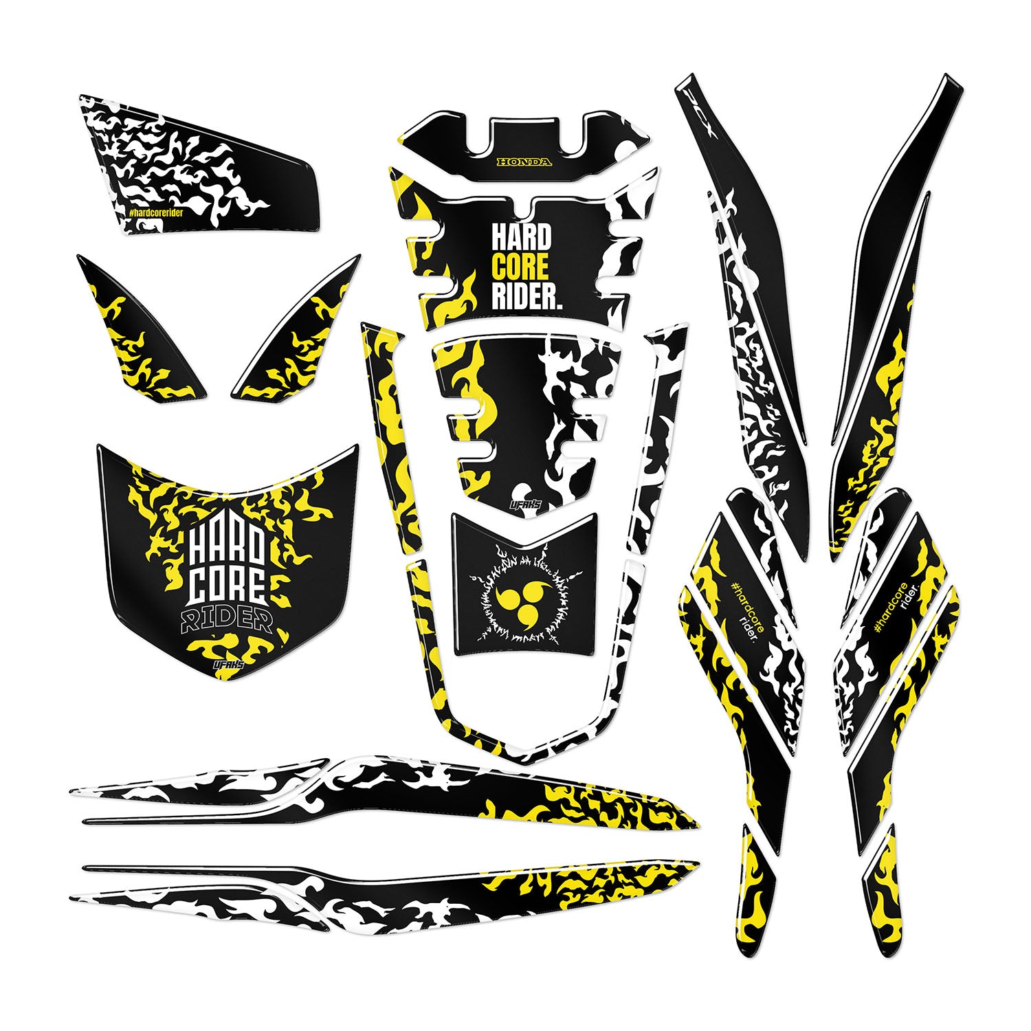 Honda PCX Hardcore Rider Tank Pad Set (2021-2024) #renk_sarı