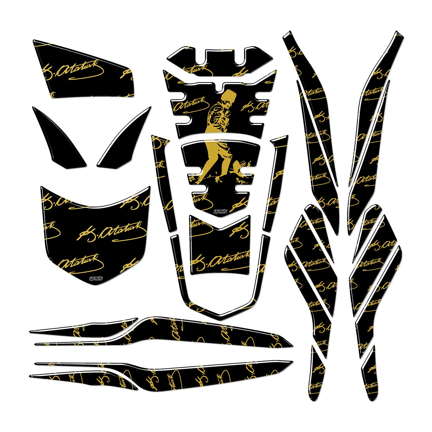 Honda PCX Kemal Atatürk Tank Pad Set (2021-2024) #renk_altın