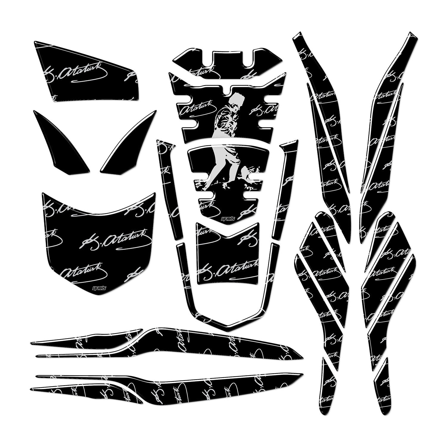 Honda PCX Kemal Atatürk Tank Pad Set (2021-2024) #renk_gümüş