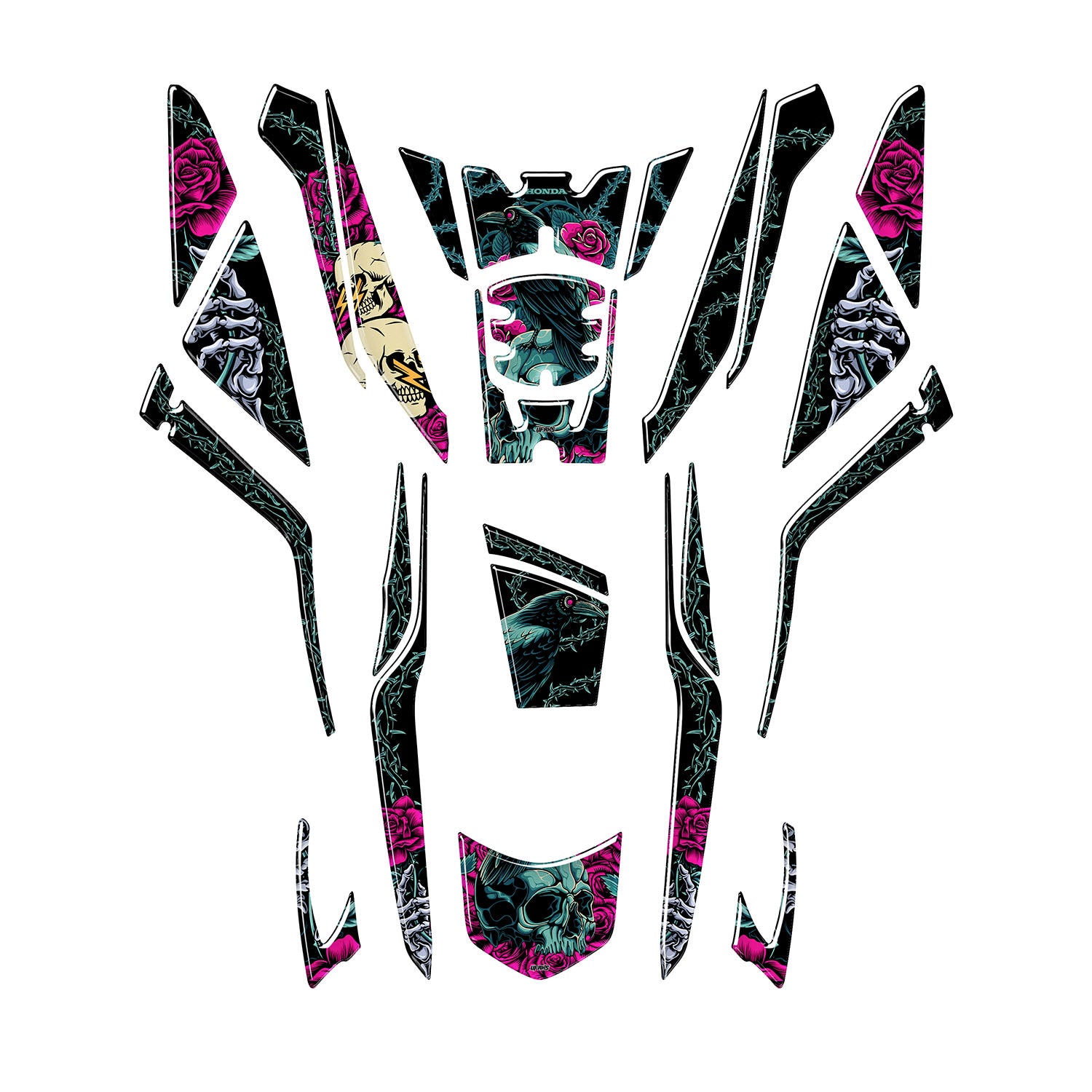 Honda PCX Raven & Rose Tank Pad Set (2025) #set_tank pad set