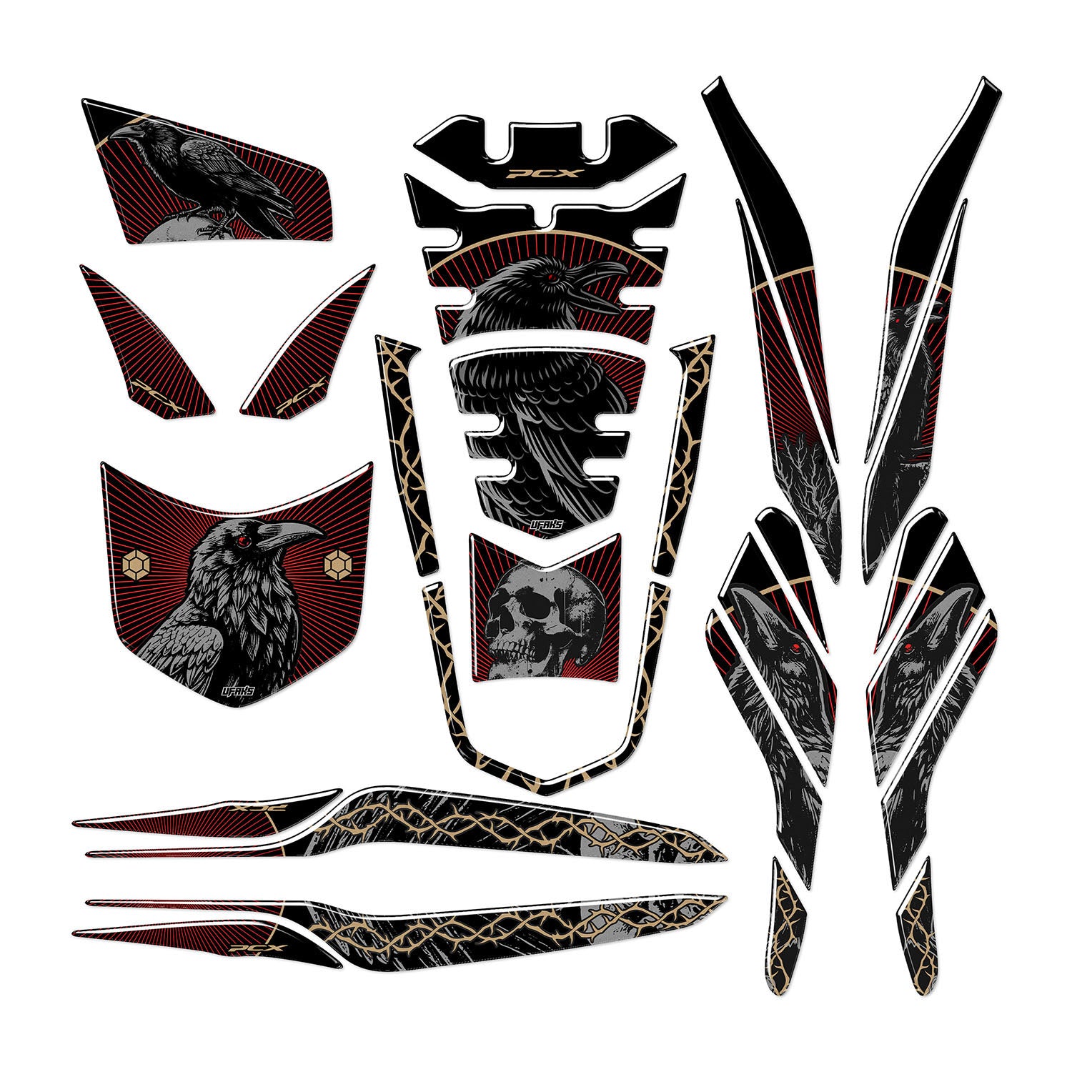 Honda PCX Scarlet Wing Tank Pad Set (2021-2024)