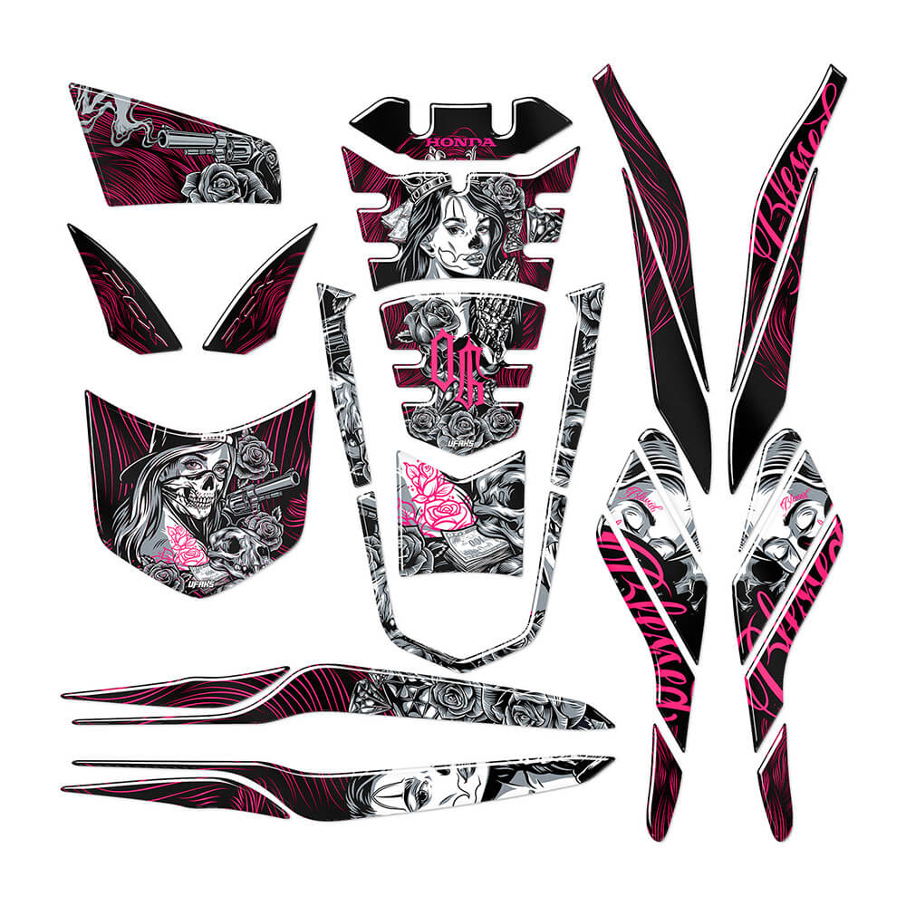 Honda PCX Shadow Queen Tank Pad Set (2021-2024) #renk_florasan pembe