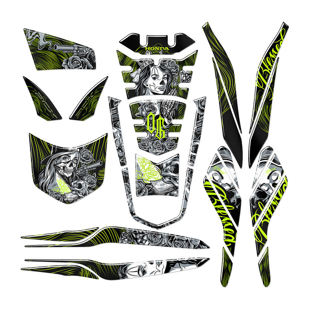 Honda PCX Shadow Queen Tank Pad Set (2021-2024) #renk_florasan sarı