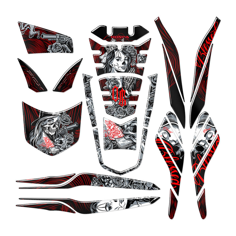 Honda PCX Shadow Queen Tank Pad Set (2021-2024) #renk_kırmızı