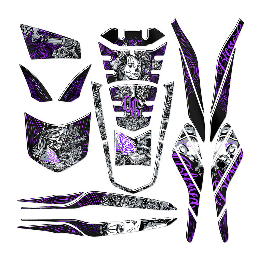 Honda PCX Shadow Queen Tank Pad Set (2021-2024) #renk_mor