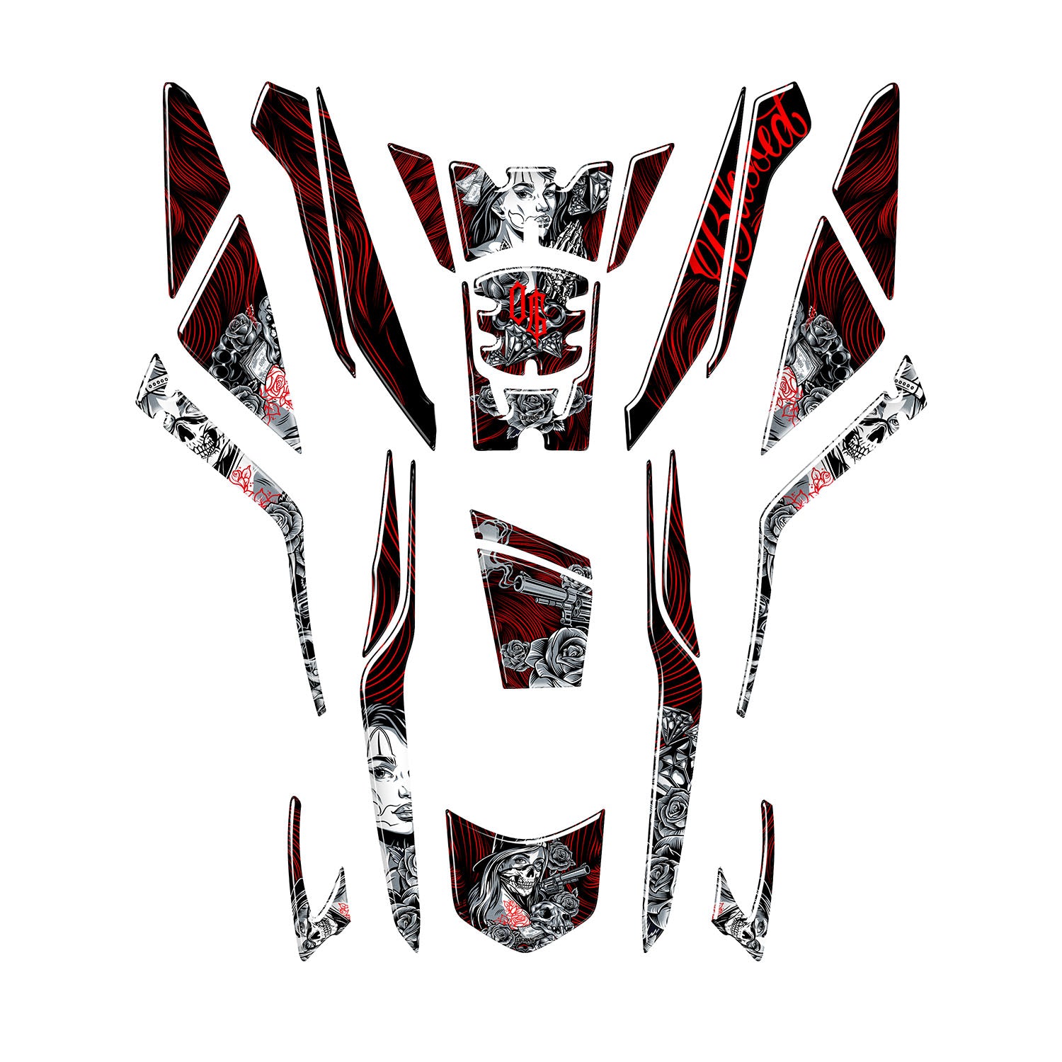Honda PCX Shadow Queen Tank Pad Set (2025) #renk_kırmızı #set_tank pad set