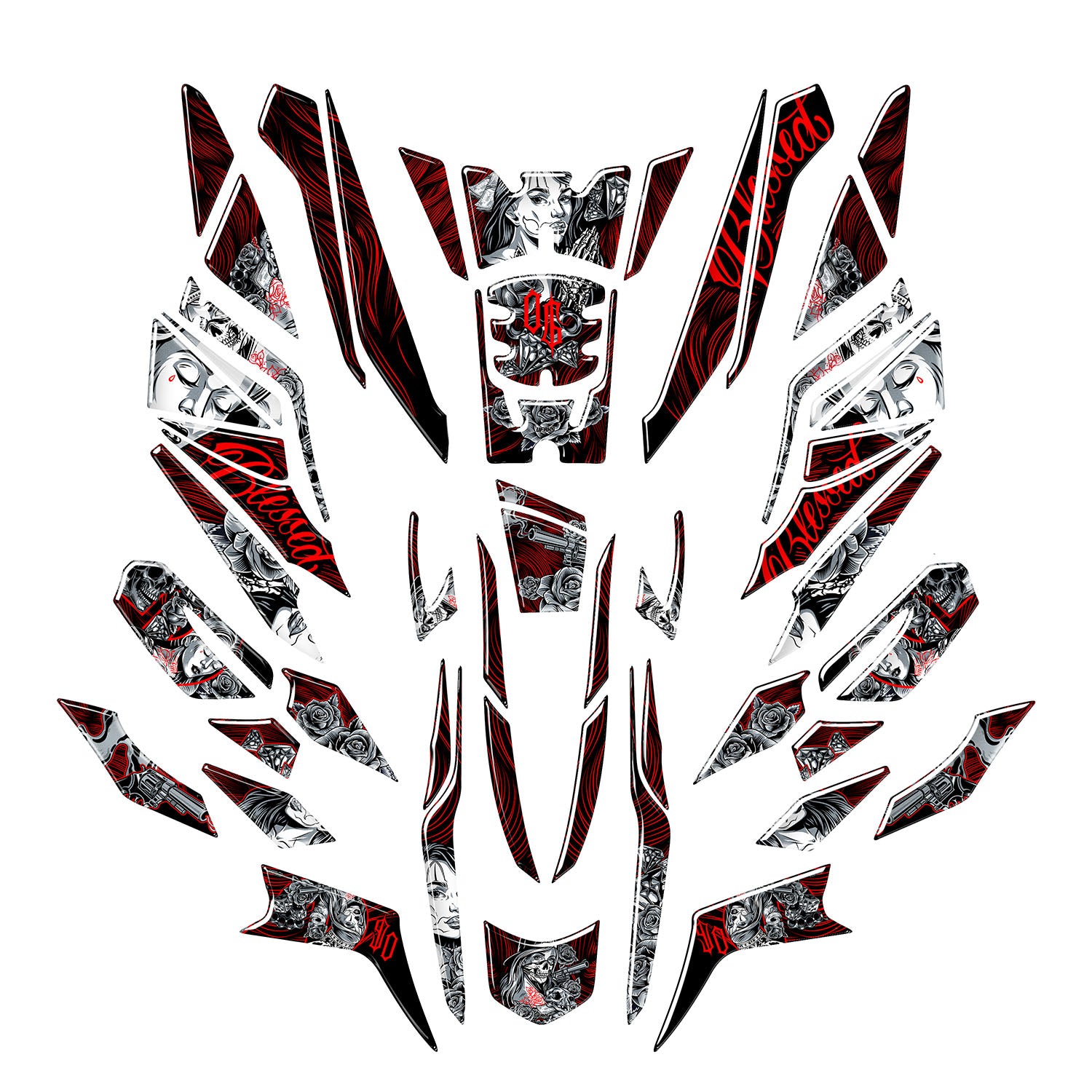 Honda PCX Shadow Queen Tank Pad Set (2025) #renk_kırmızı #set_tam koruma set
