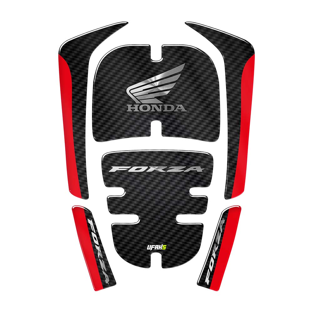 Honda Forza 250 Karbon Tasarımlı Tank Pad Seti (2018-2023) #renk_Kırmızı