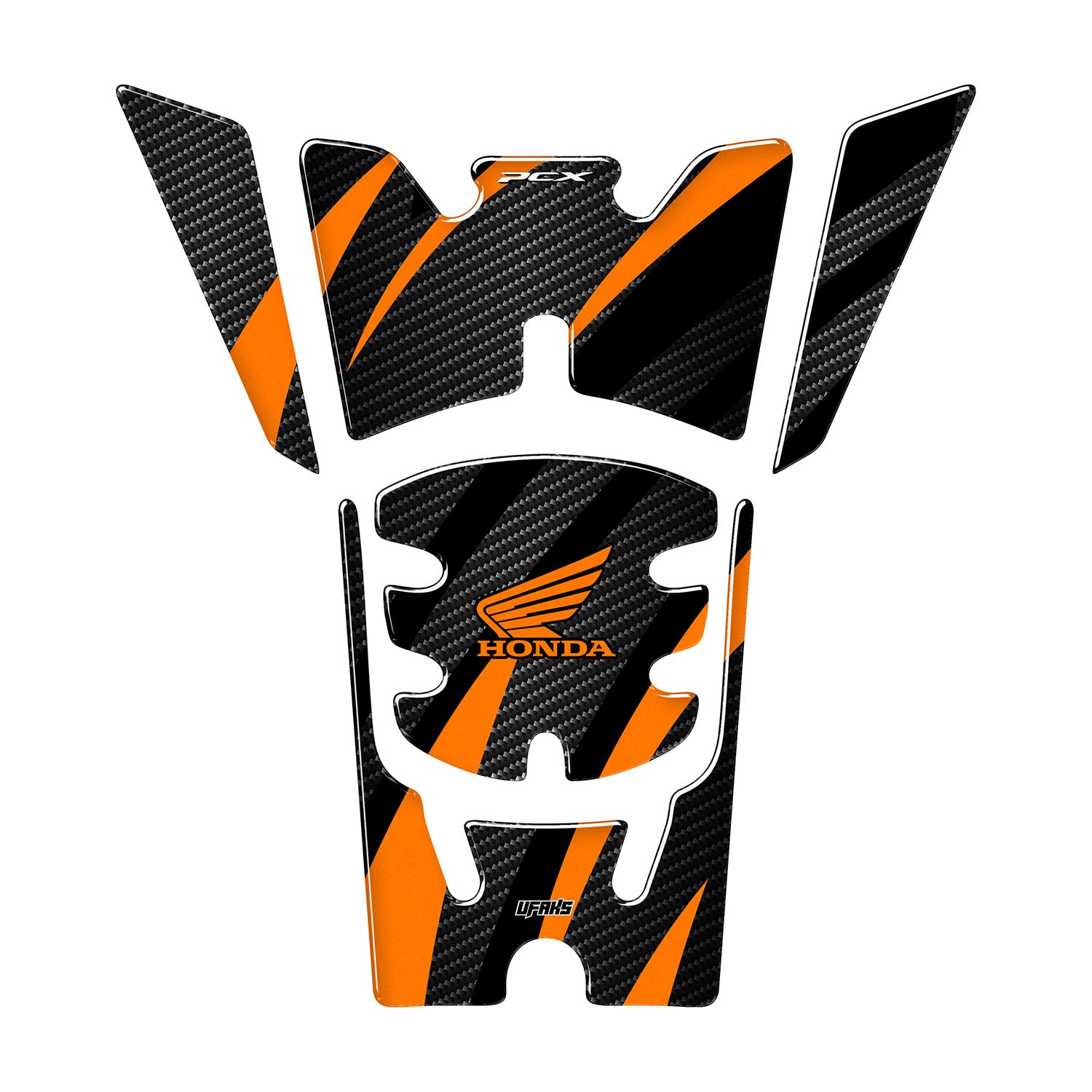 Honda PCX Aesthetic Lines Tank Pad Set (2025) Depo Pad #set_depo pad #renk_turuncu