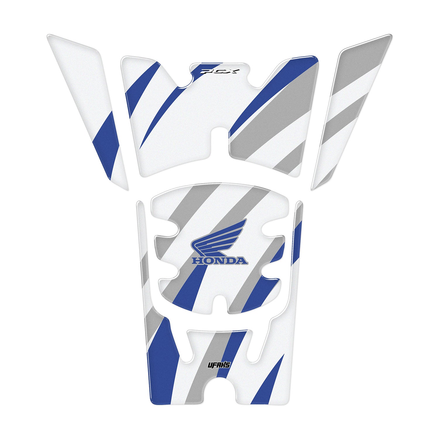 Honda PCX Beyaz Zemin Tasarımlı Tank Pad Set (2025) #renk_lacivert #set_depo pad