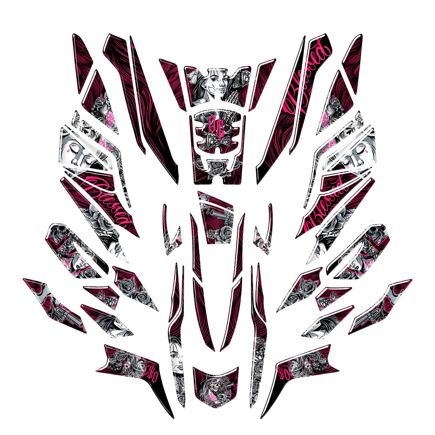 Honda PCX Shadow Queen Tank Pad Set (2025) #renk_florasan pembe #set_tam koruma set