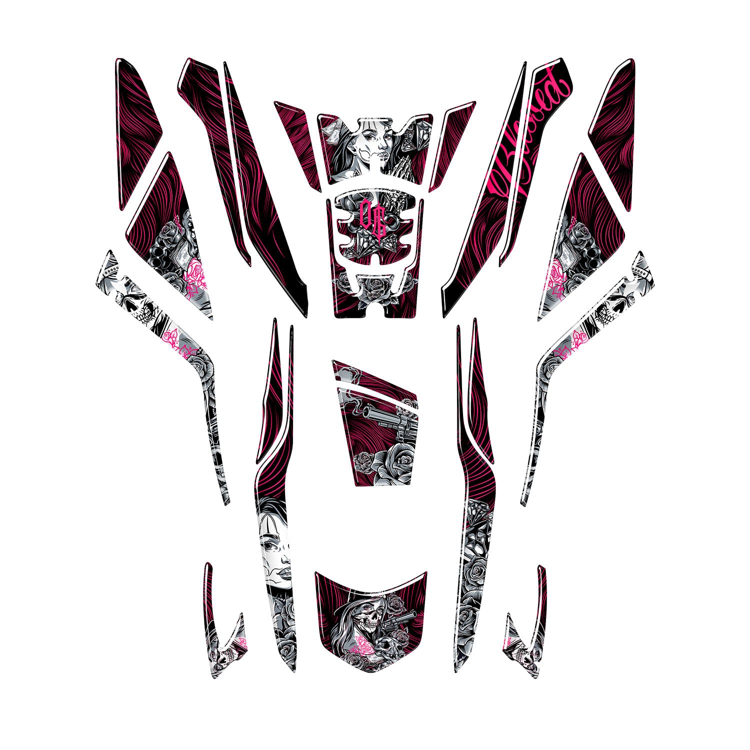 Honda PCX Shadow Queen Tank Pad Set (2025) #renk_florasan pembe #set_tank pad set