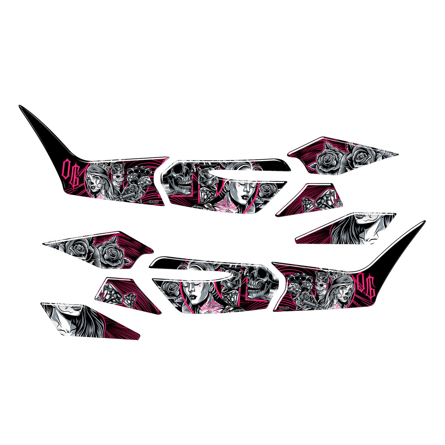 Honda PCX Shadow Queen Tank Pad Set (2025) #renk_florasan pembe #set_yan pad set