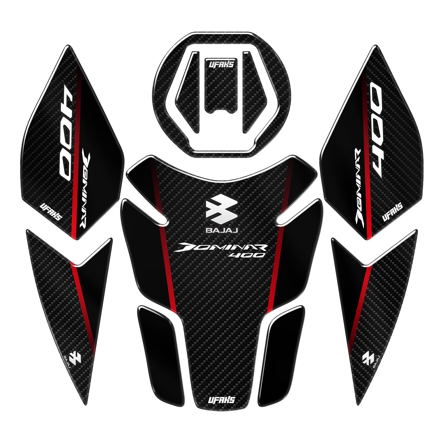 #renk_kırmızıBajaj Dominar D 400 Karbon Tasarımlı Tank Pad Set (2020-2023) #renk_kırımızı
