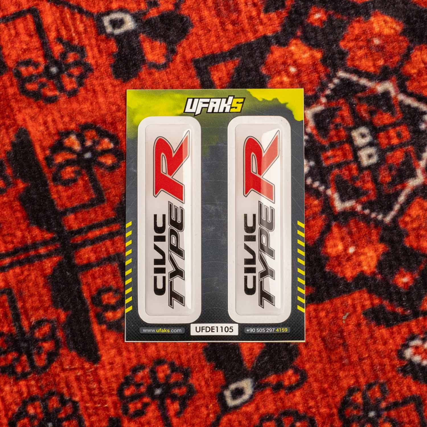 Honda Civic Typer Racing Beyaz 3D Sticker 2 Adet
