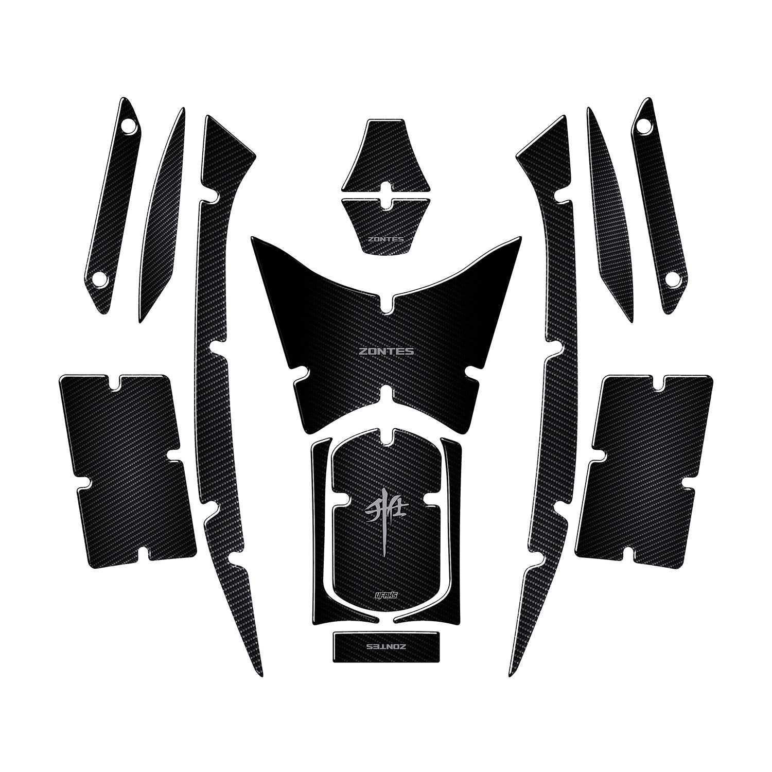 RKS RZ 250S - Zontes - Karbon Tasarımlı Tank Pad Set (2024-2025) #set_tank pad set