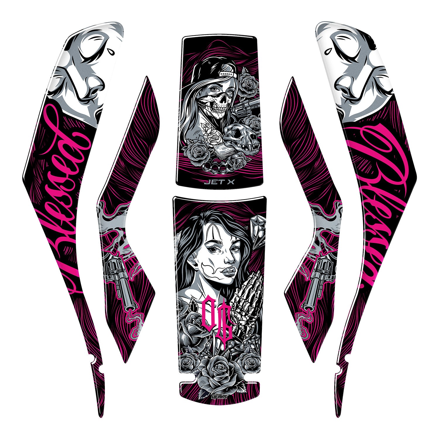 SYM Jet X 125 Shadow Queen Tank Pad Seti #renk_florasan pembe