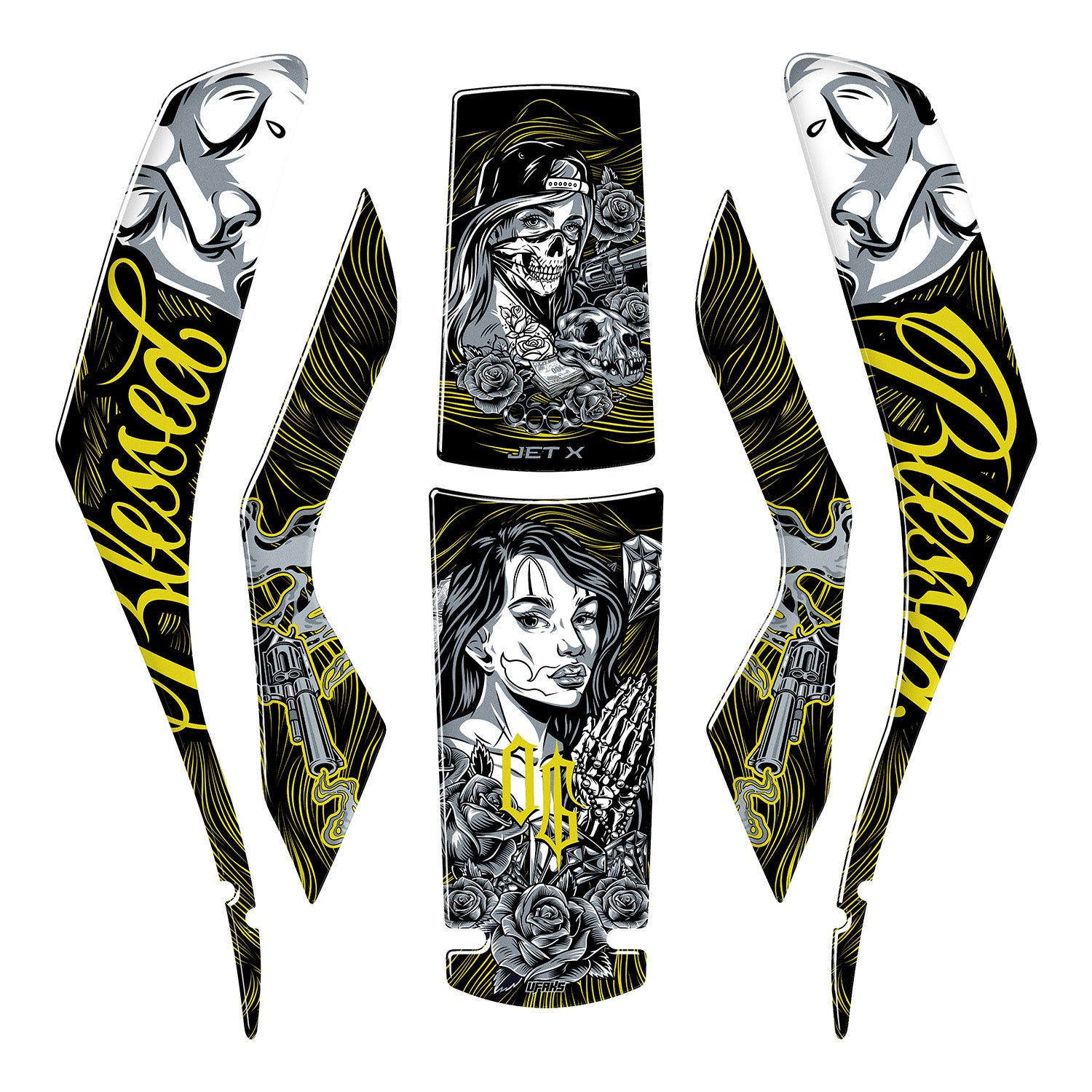 SYM Jet X 125 Shadow Queen Tank Pad Seti #renk_sarı