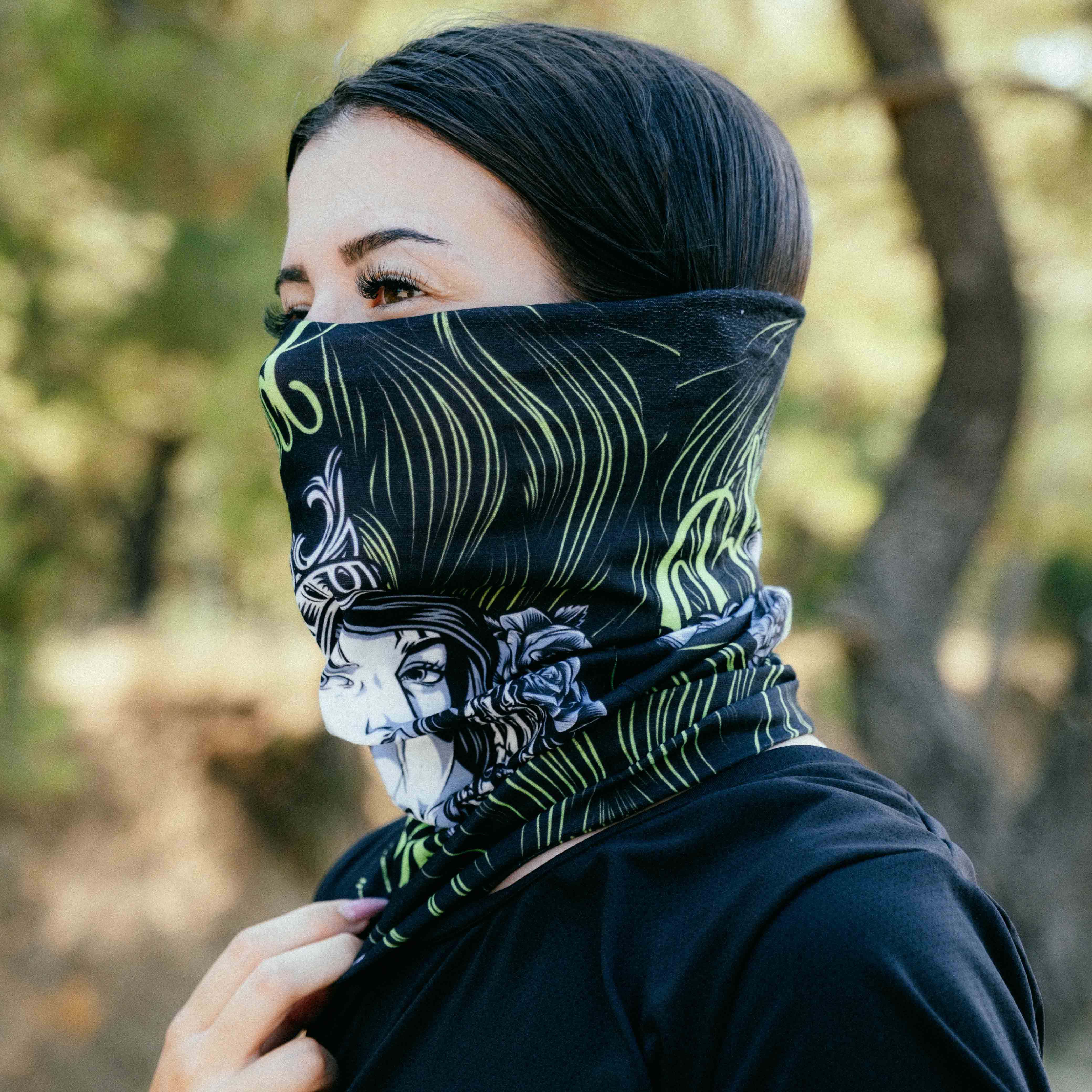 Shadow Queen Desenli Buff Bandana #renk_florasan sarı