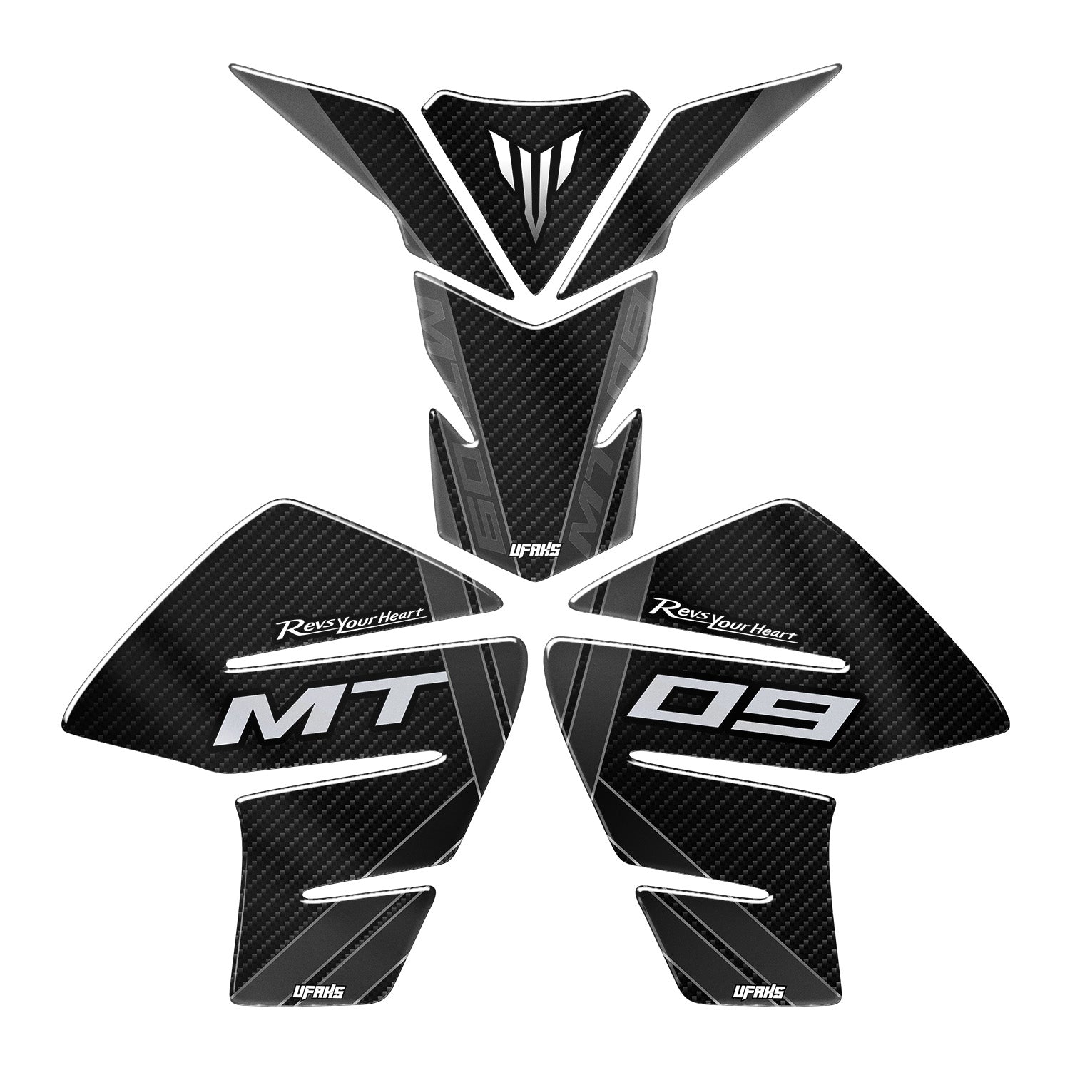 Yamaha MT-09 Gri Karbon Tasarımlı Tank Pad Set