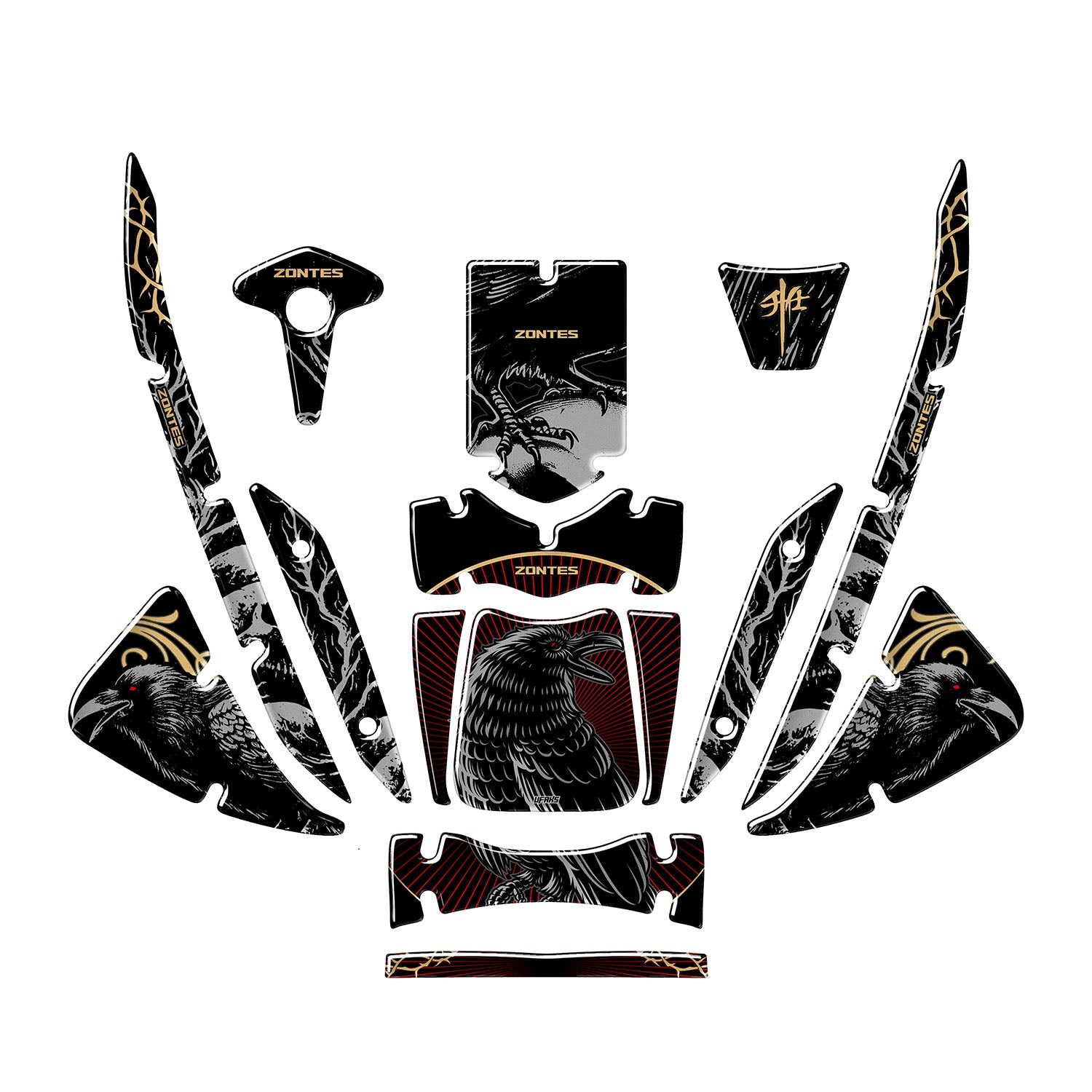 Zontes ZT250T-E Scarlet Wing Tank Pad Set (2024-2025) #set_tank pad set