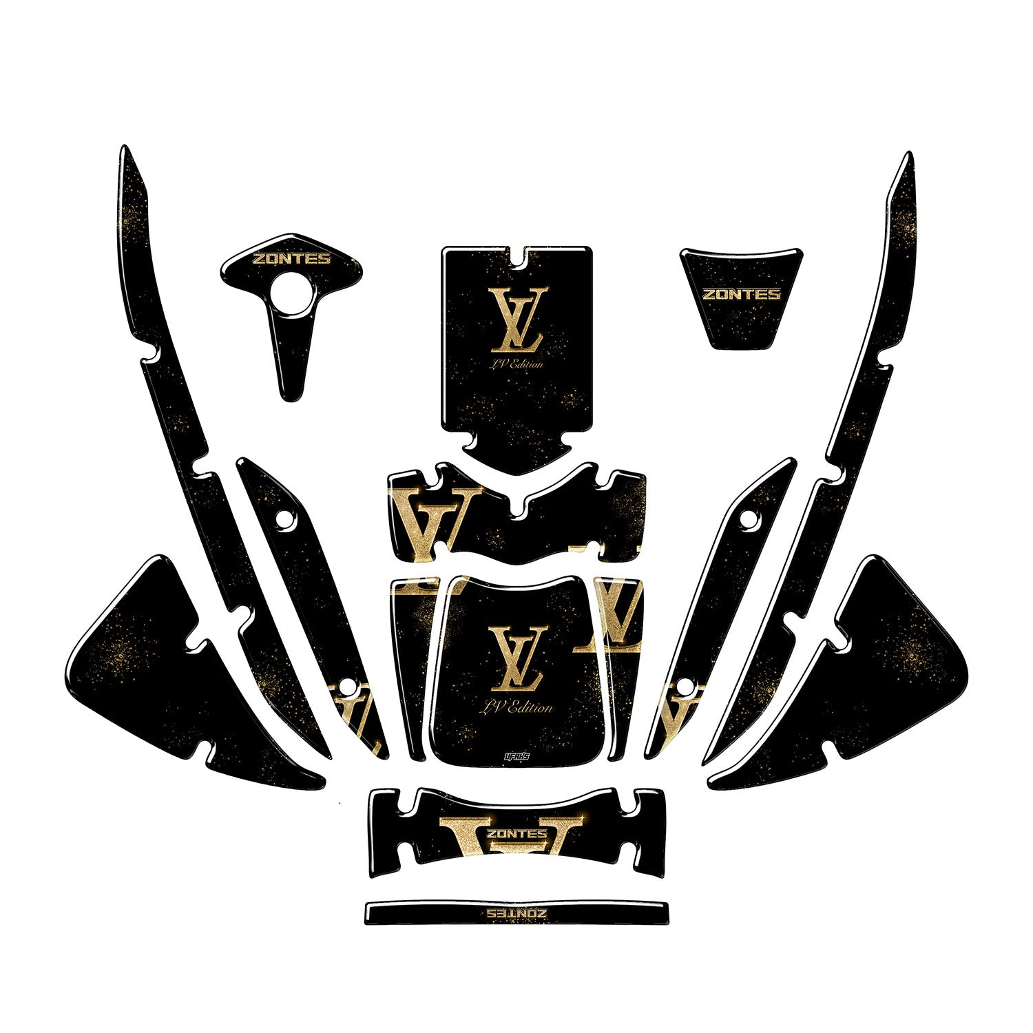 Zontes ZT250T-E LV Tasarımlı Tank Pad Set (2024-2025) #set_tank pad set #renk_altın