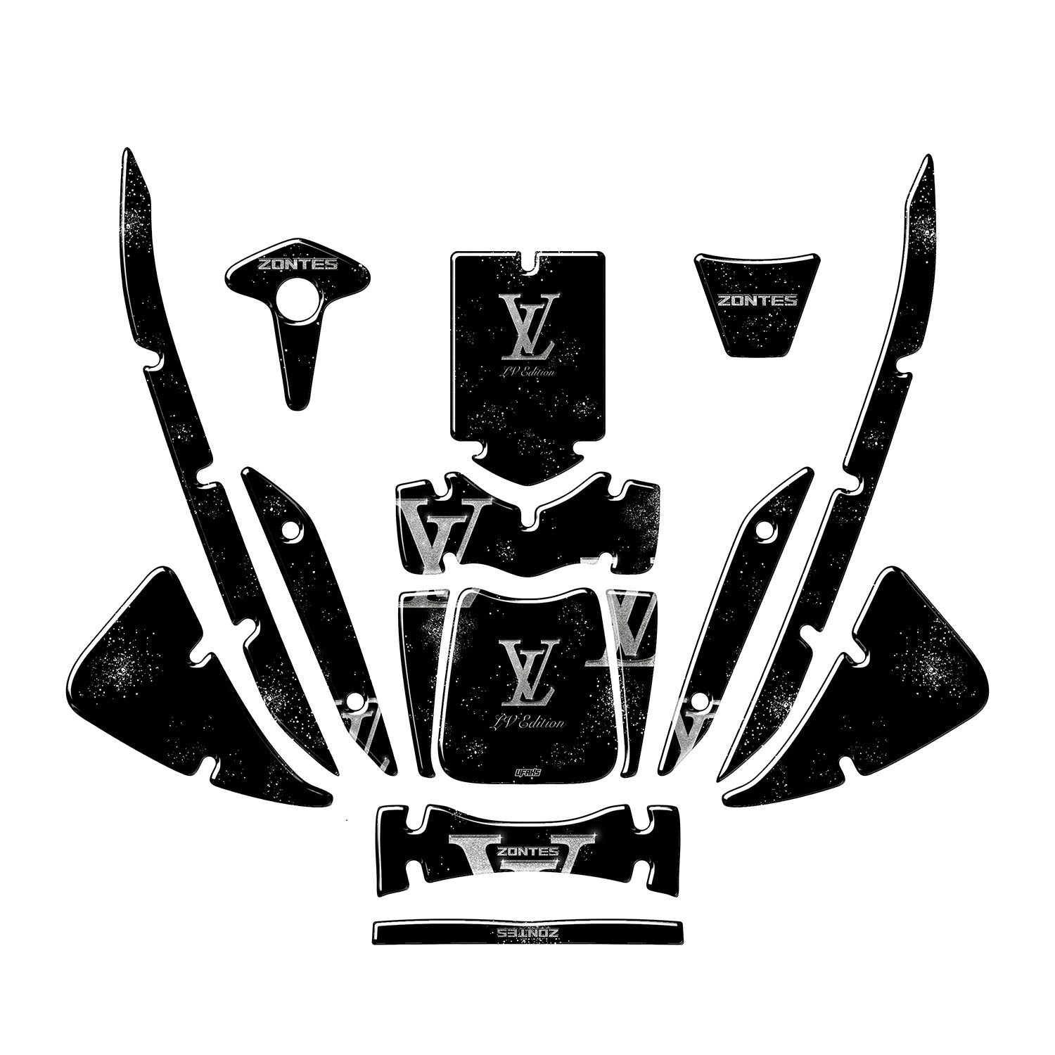 Zontes ZT250T-E LV Tasarımlı Tank Pad Set (2024-2025) #set_tank pad set #renk_gümüş