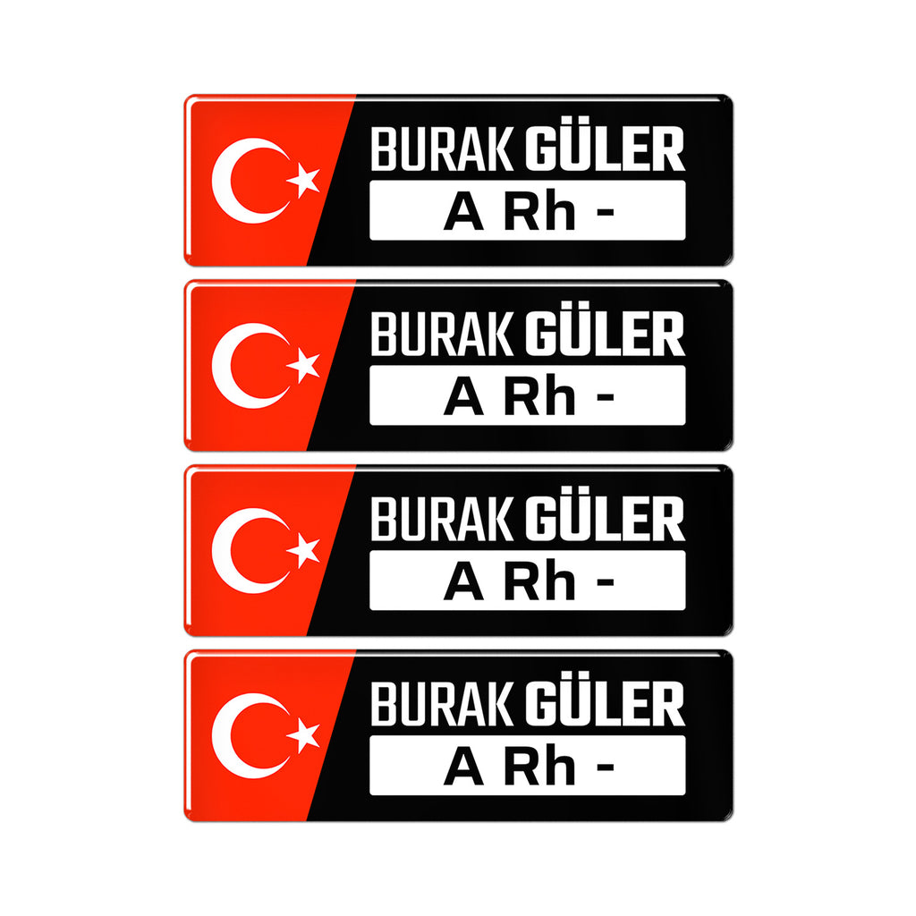 Sticker Kan Kişiye Özel 3D Motosiklet Kan Grubu Sticker, İsimlik Seti