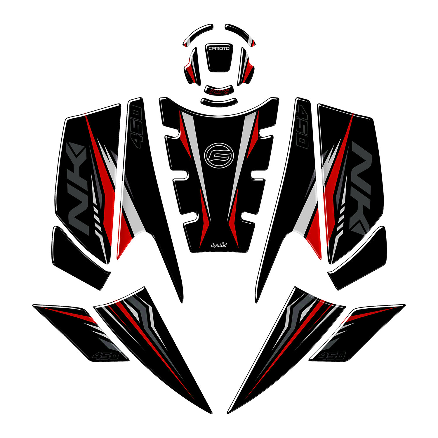 CFMOTO 450 NK Sharp Tank Pad Set (2024-2025) #renk_kırmızı