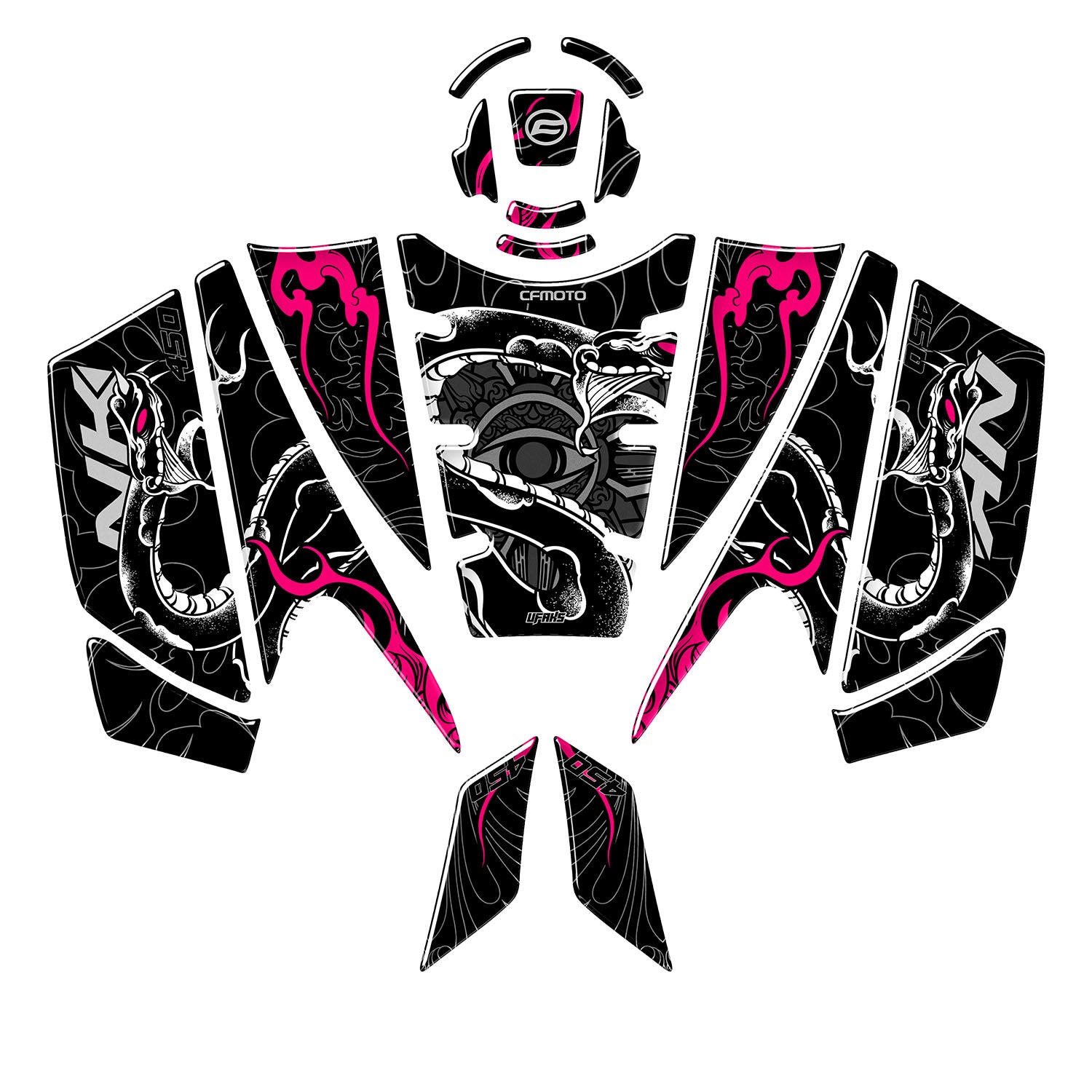CFMOTO 450 NK Snake Bite Tank Pad Set (2024-2025) #renk_florasan pembe