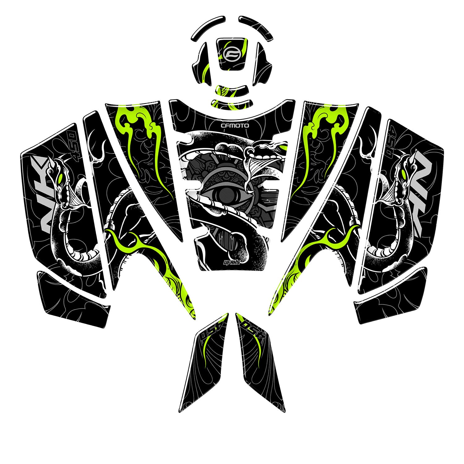 CFMOTO 450 NK Snake Bite Tank Pad Set (2024-2025) #renk_florasan sarı