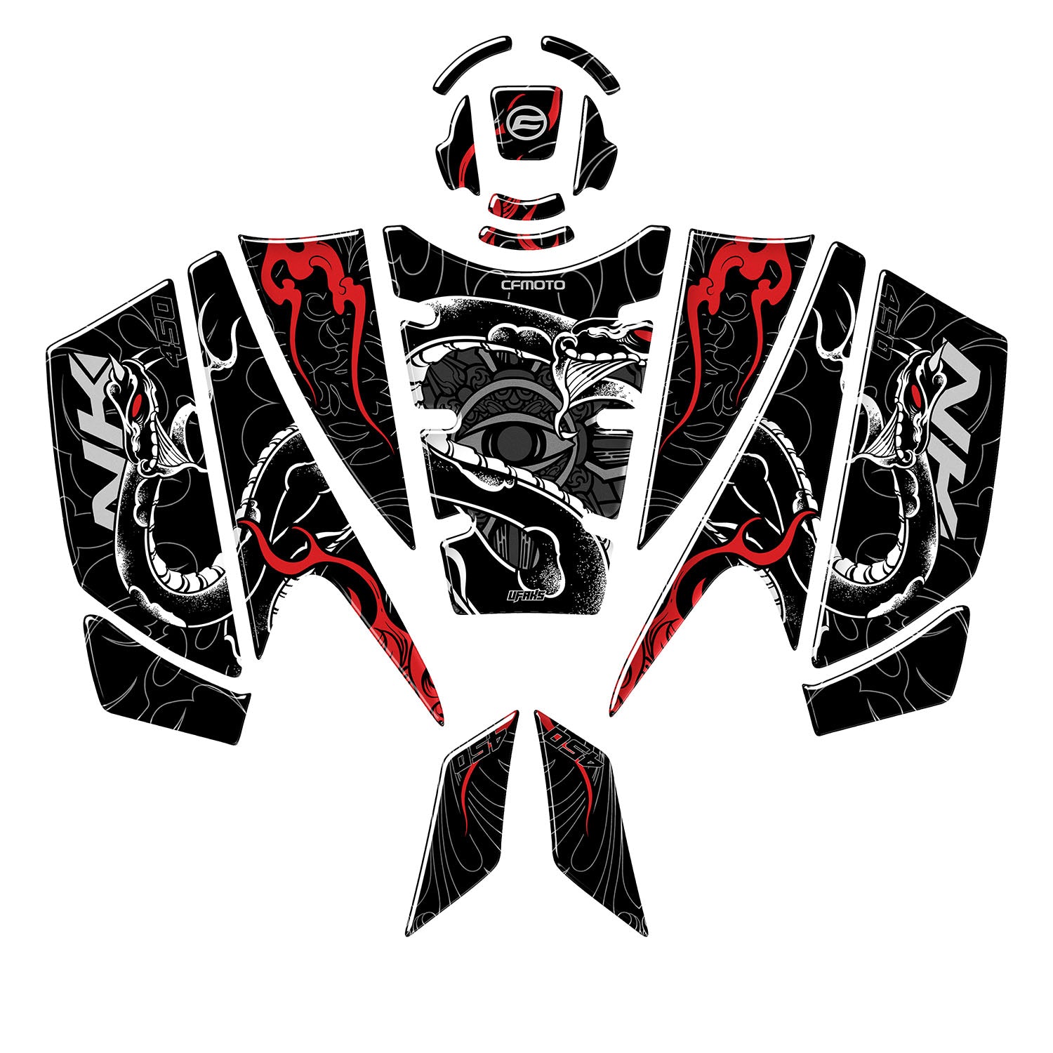 CFMOTO 450 NK Snake Bite Tank Pad Set (2024-2025) #renk_kırmızı