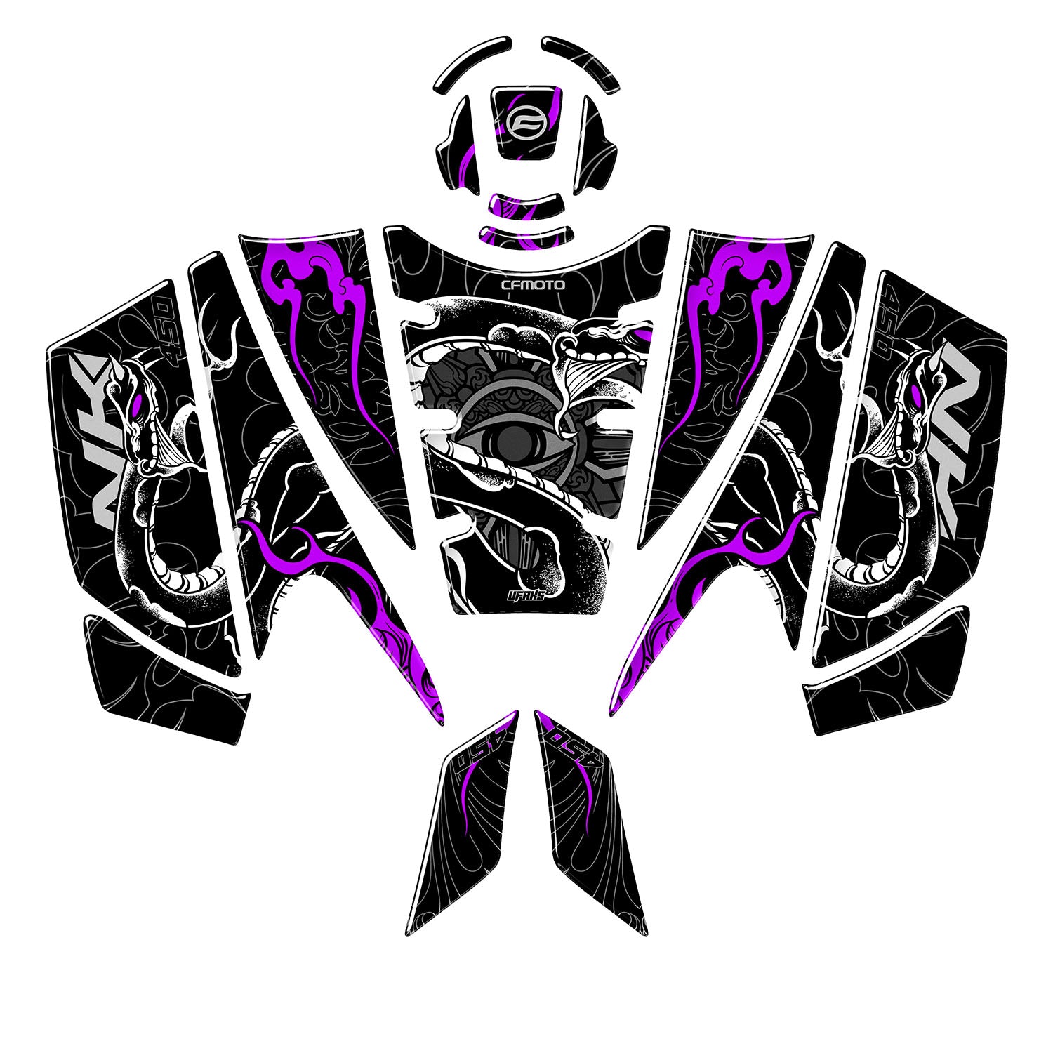 CFMOTO 450 NK Snake Bite Tank Pad Set (2024-2025) #renk_mor