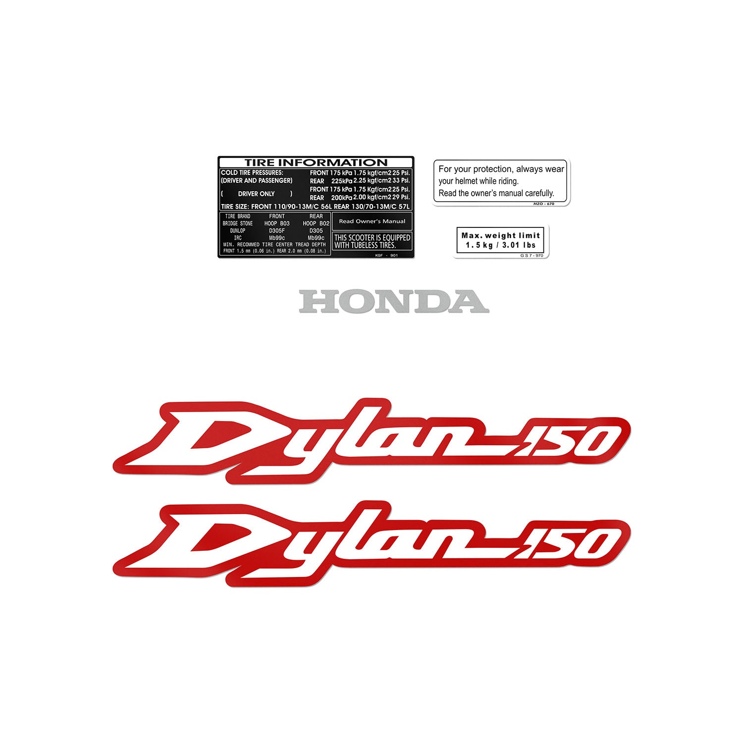 Honda Dylan 150 Sticker Seti #renk_kırmızı