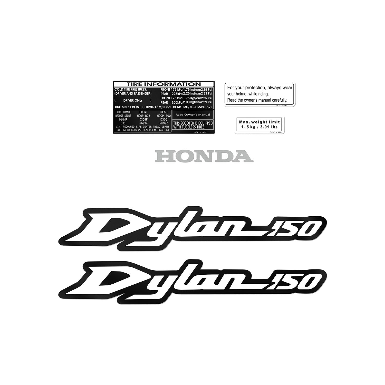 Honda Dylan 150 Sticker Seti #renk_siyah