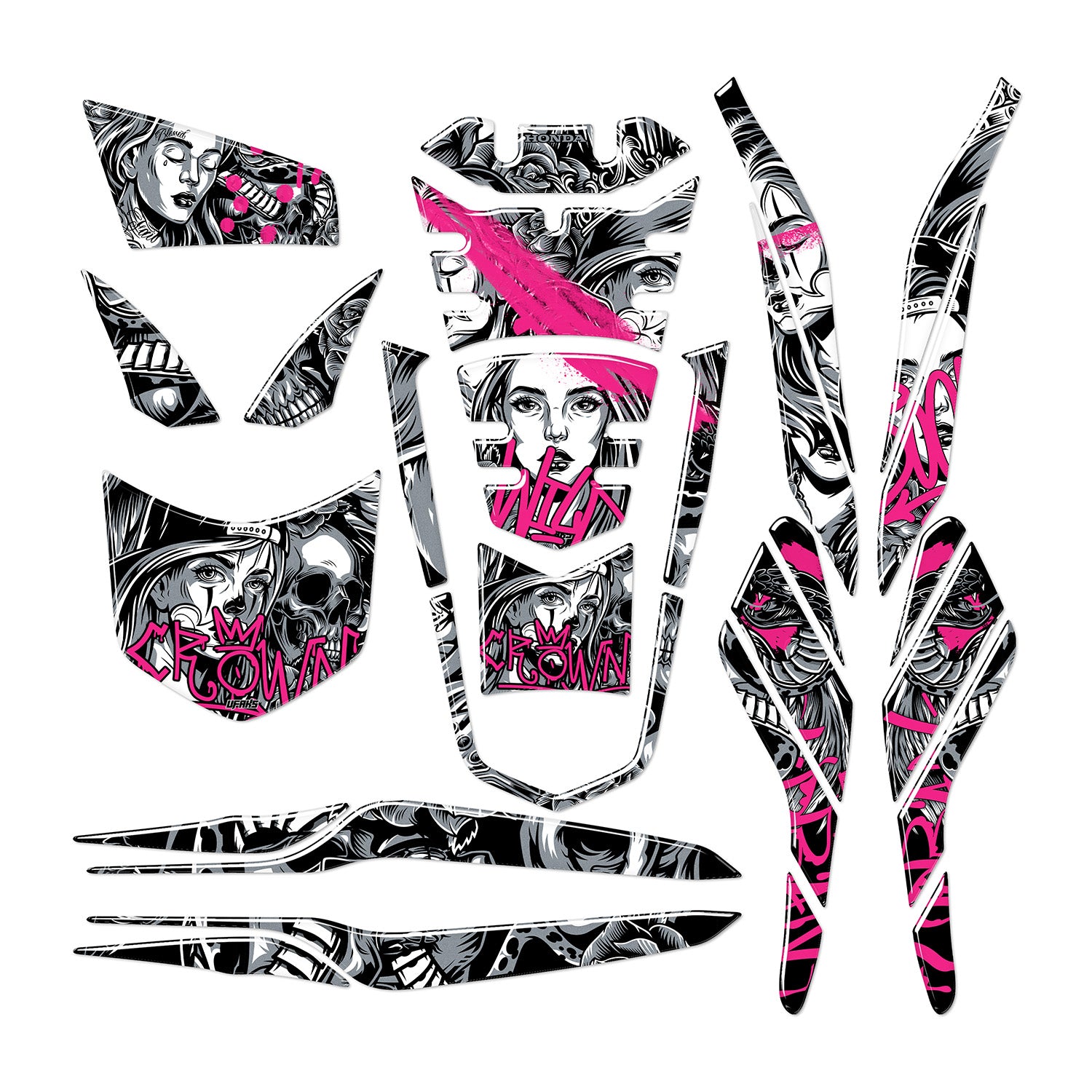 Honda PCX Barrio Divas Tank Pad Set (2021-2024) #renk_florasan pembe