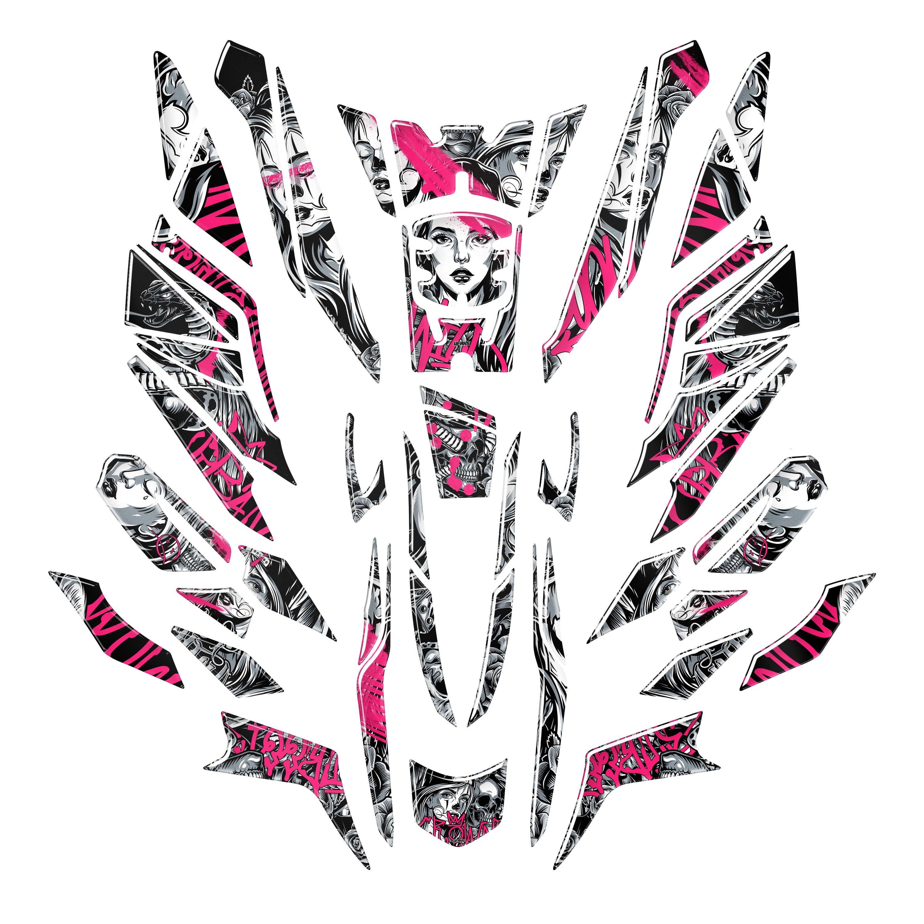 Honda PCX Barrio Divas Tank Pad Set (2025) #renk_florasan pembe #set_tam koruma set