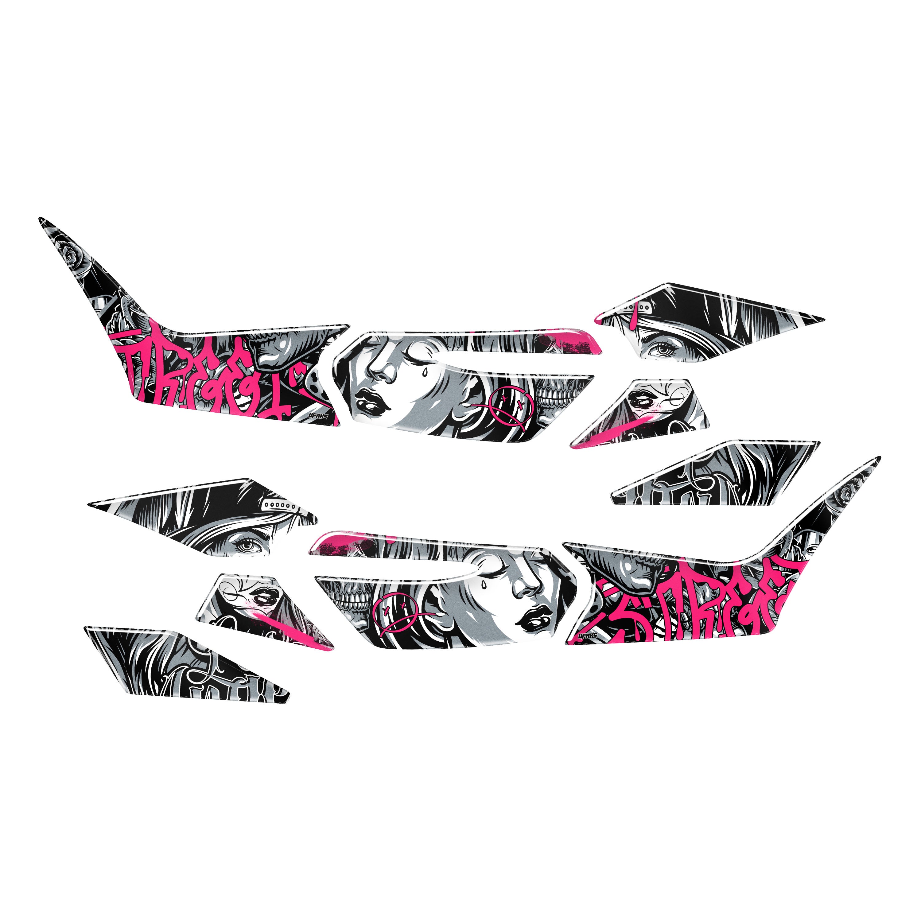 Honda PCX Barrio Divas Tank Pad Set (2025) #renk_florasan pembe #set_yan pad set